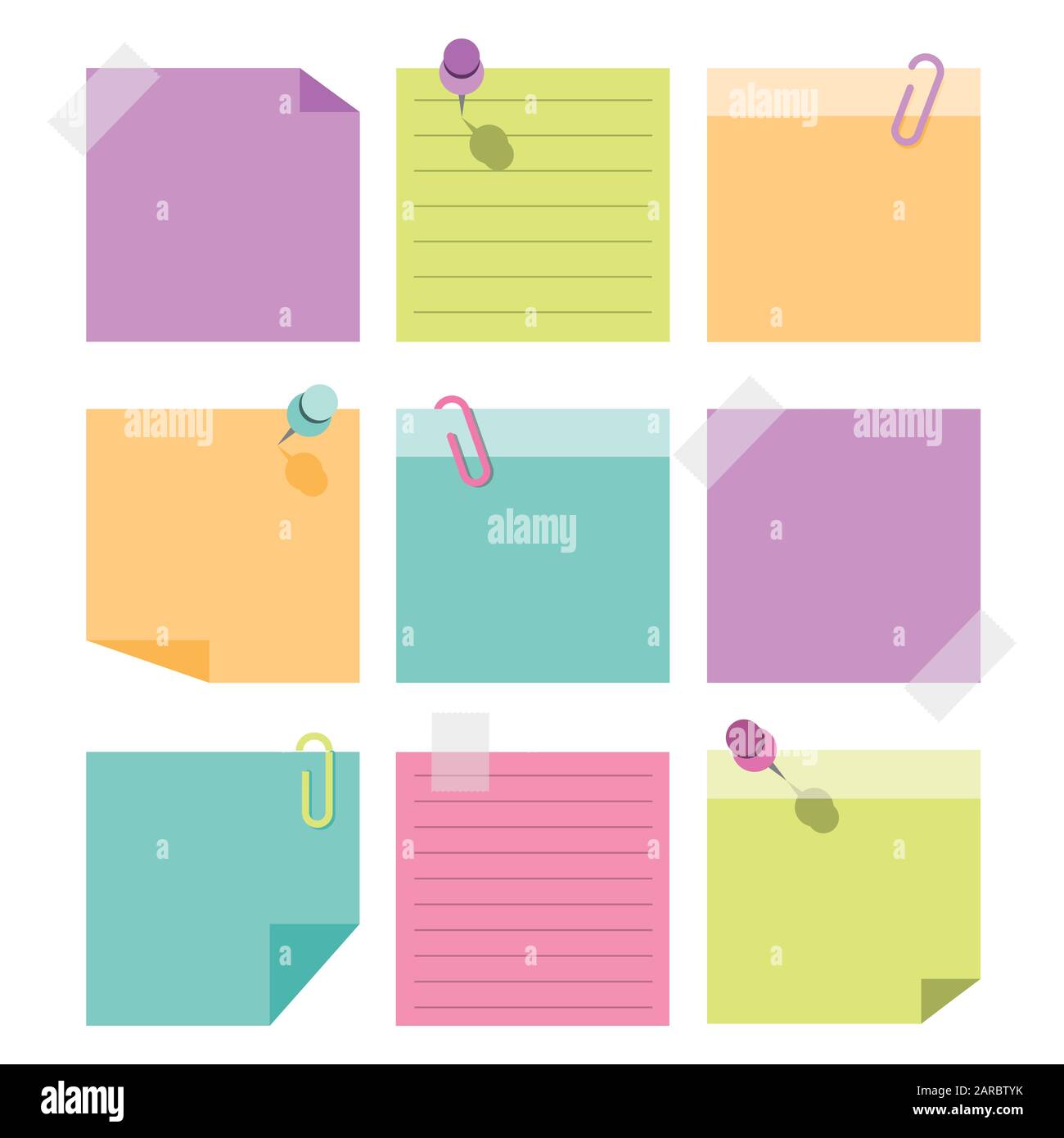 Jeu de notes de papier collant avec espace vide pour le texte, illustration vectorielle Illustration de Vecteur