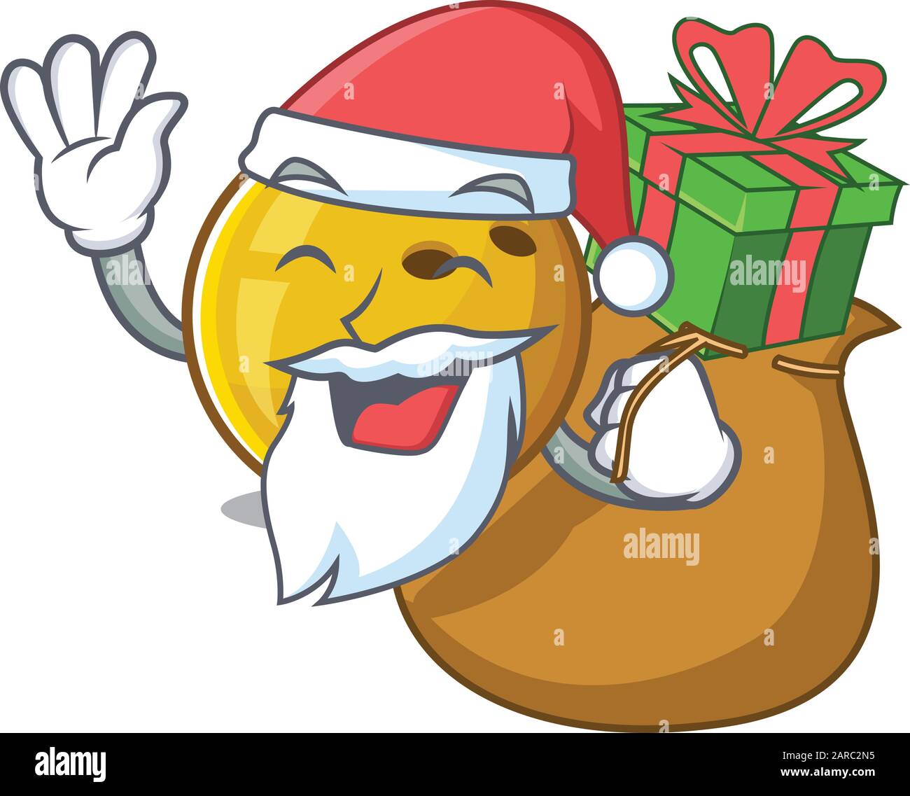 Boule de bowling motif dessin de personnage de boule de Santa avec boîte de cadeau Illustration de Vecteur