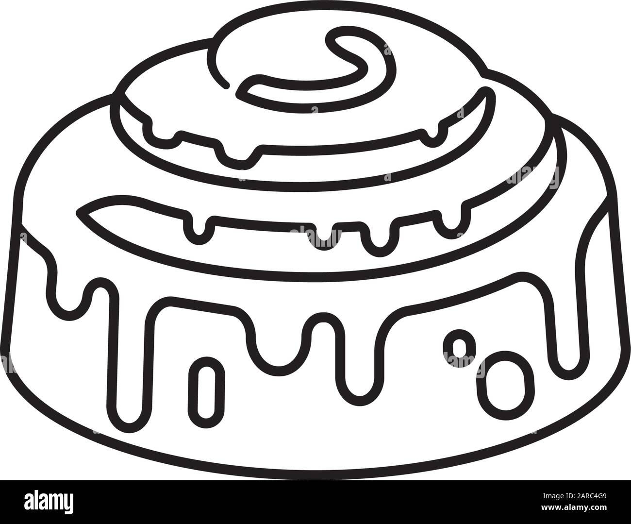 Icône de ligne vectorielle de pain collant. Symbole pâtisserie et sucré, Illustration de Vecteur