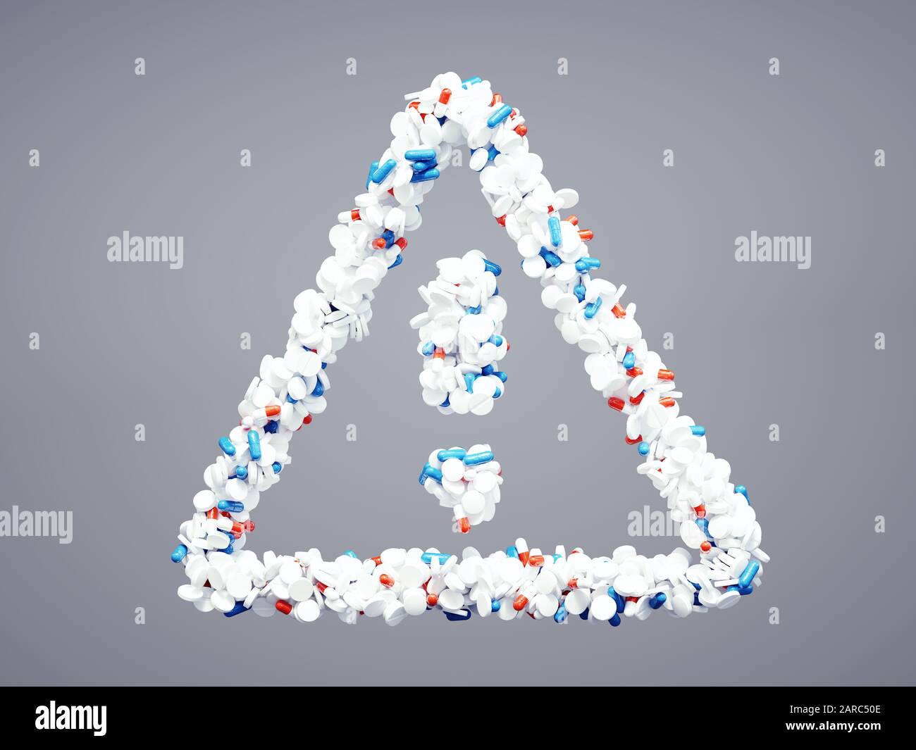 icône d'attention pharmaceutique tridimensionnelle avec masque inclus. Banque D'Images