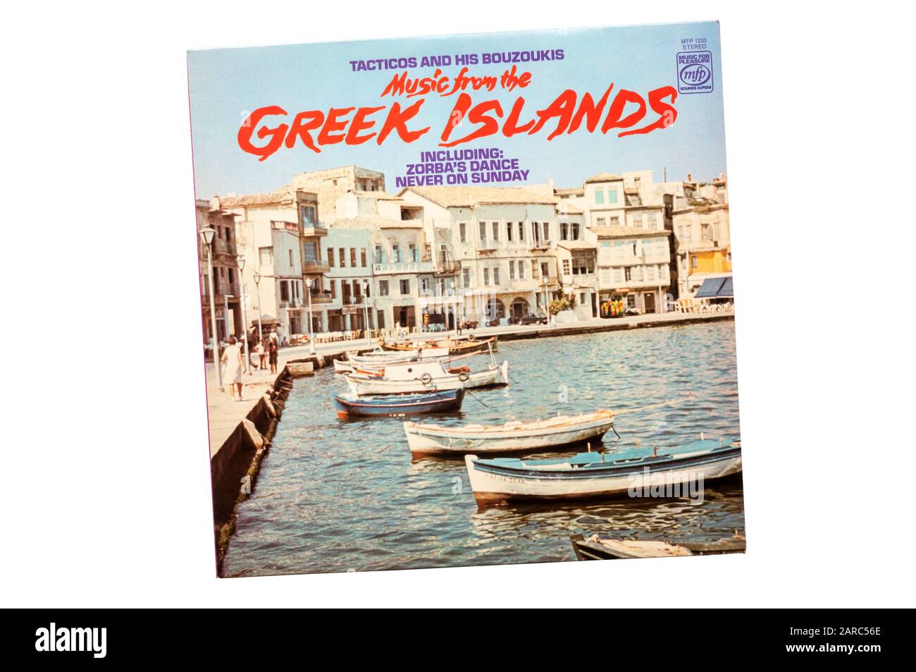 La musique Des îles grecques de Tacticos et de ses Bouzoukis a été diffusée en 1968. Banque D'Images