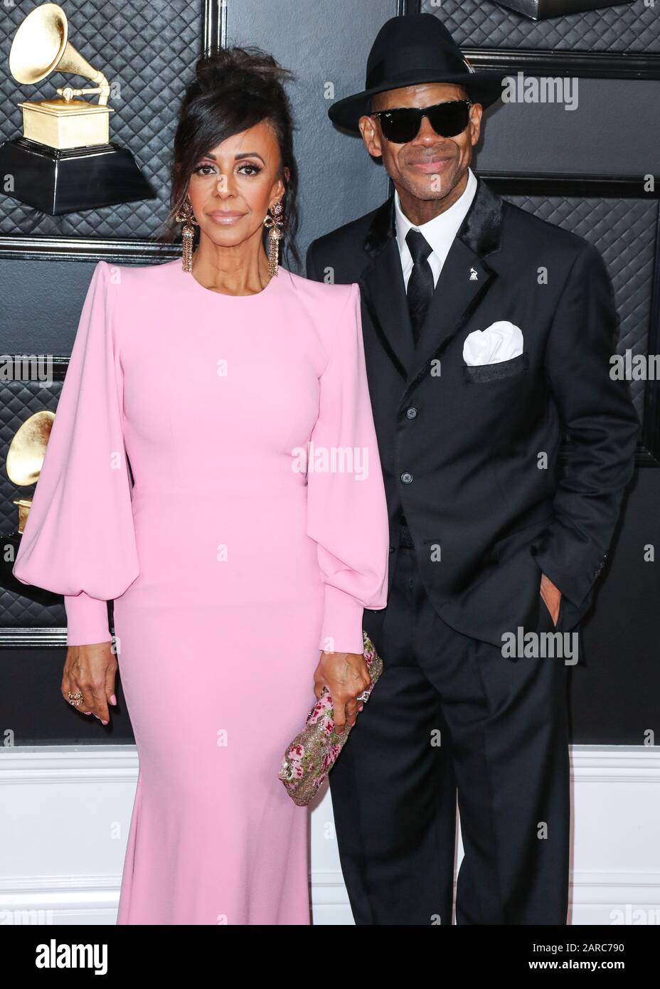 Los ANGELES, CALIFORNIE, États-Unis - 26 JANVIER : Lisa Padilla et Jimmy Jam arrivent aux 62ème prix annuels GRAMMY qui ont eu lieu au Staples Center le 26 janvier 2020 à Los Angeles, Californie, États-Unis. (Photo De Xavier Collin/Image Press Agency) Banque D'Images