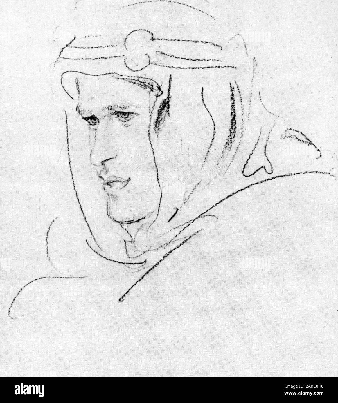 Portrait esquisse de T.E.Lawrence par Augustus John. Paris. 1919 Banque D'Images