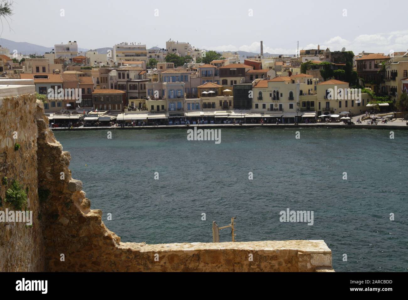 Vue panoramique du port vénitien de la Canée en Grèce ciel nuageux Banque D'Images