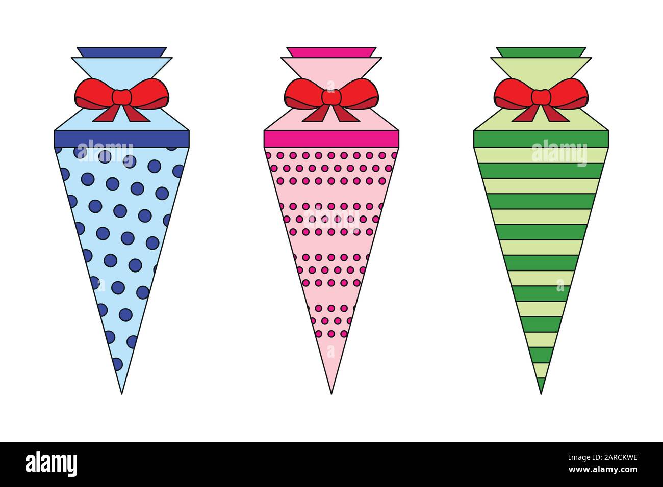 Illustration vectorielle de l'ensemble cône école à motifs colorés EPS10 Illustration de Vecteur