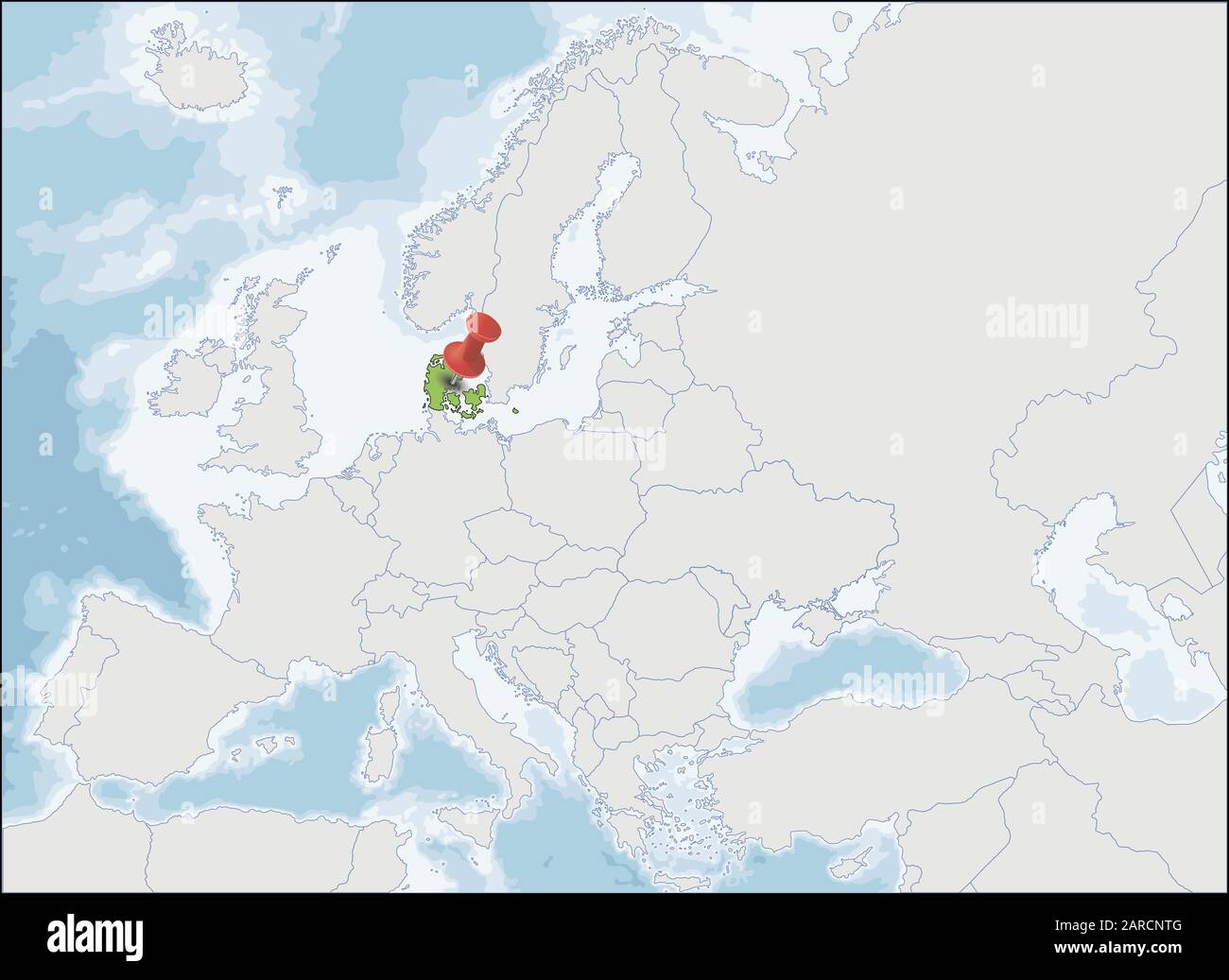 Royaume du Danemark emplacement sur la carte de l'Europe Illustration de Vecteur