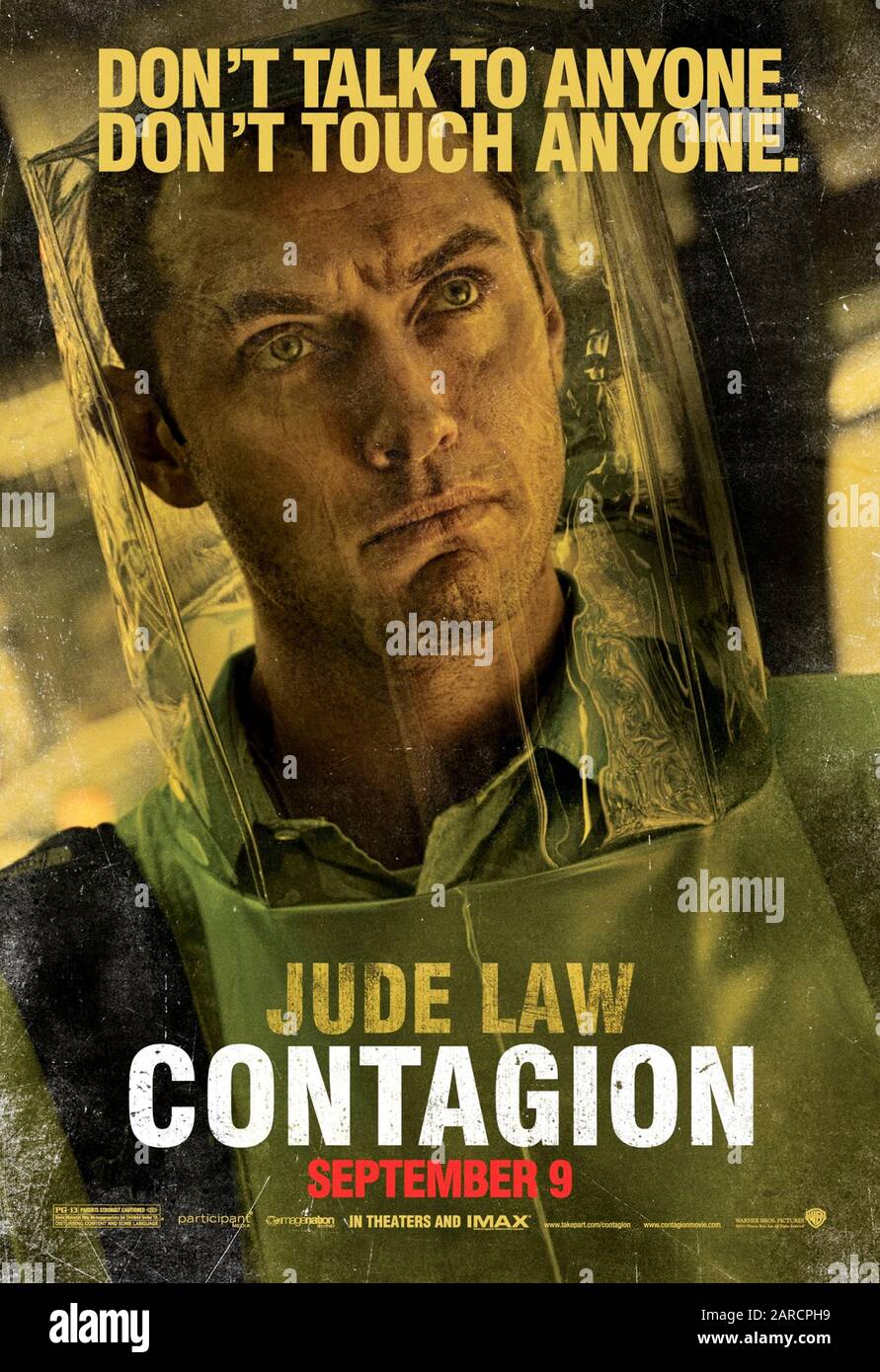 Contagion (2011) dirigée par Steven Soderbergh et affamant La Contagion (2011) dirigée par Steven Soderbergh et mettant en vedette Matt Damon comme Mitch Emhoff dans cette représentation précise de la propagation d'un virus mortel et de la pandémie qui en résulte. Banque D'Images