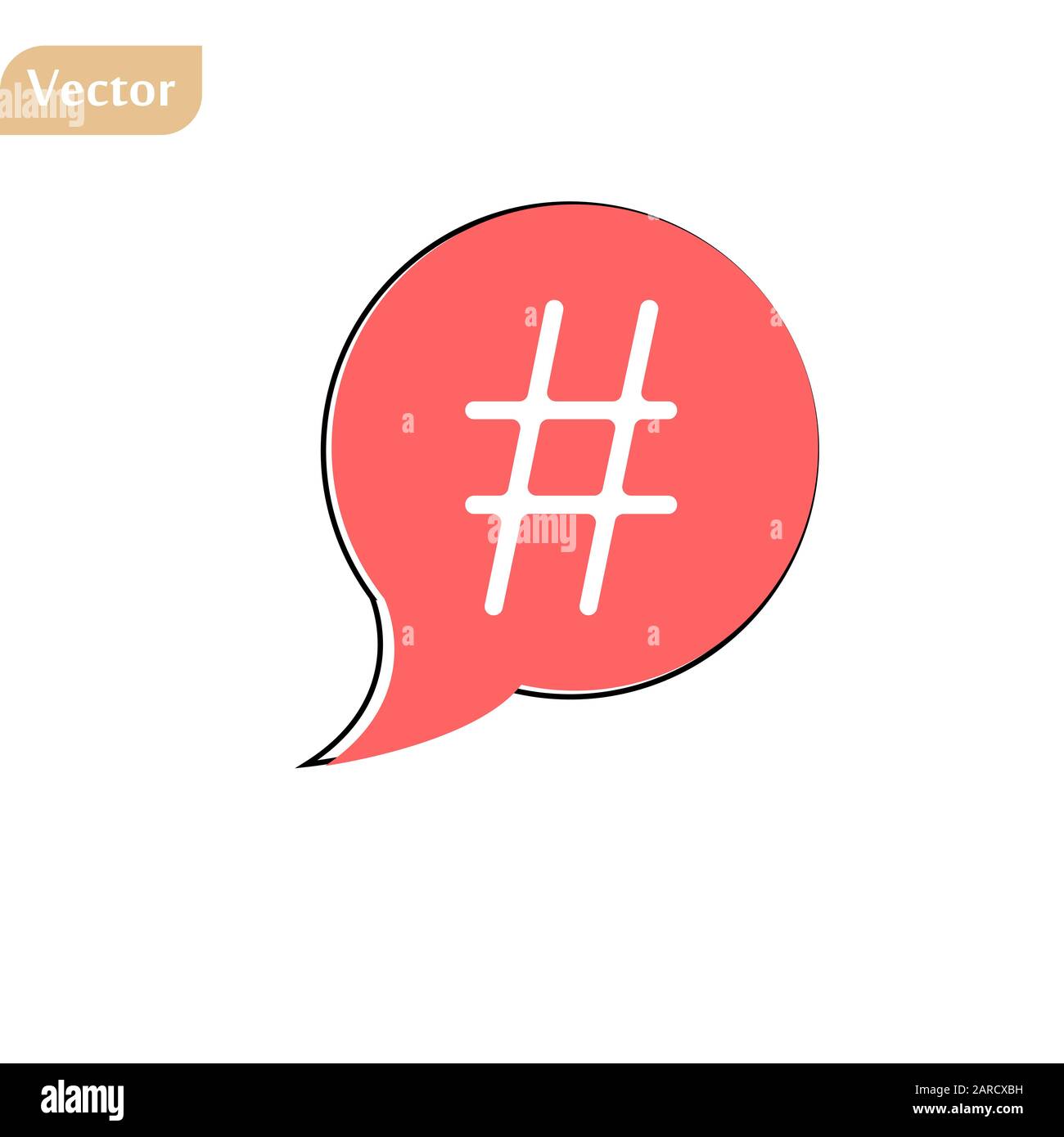 icône en forme de hashtag rouge à lignes fines et contour plat graphique logotype à la mode illustration de conception isolée sur fond blanc. concept de populaire Illustration de Vecteur