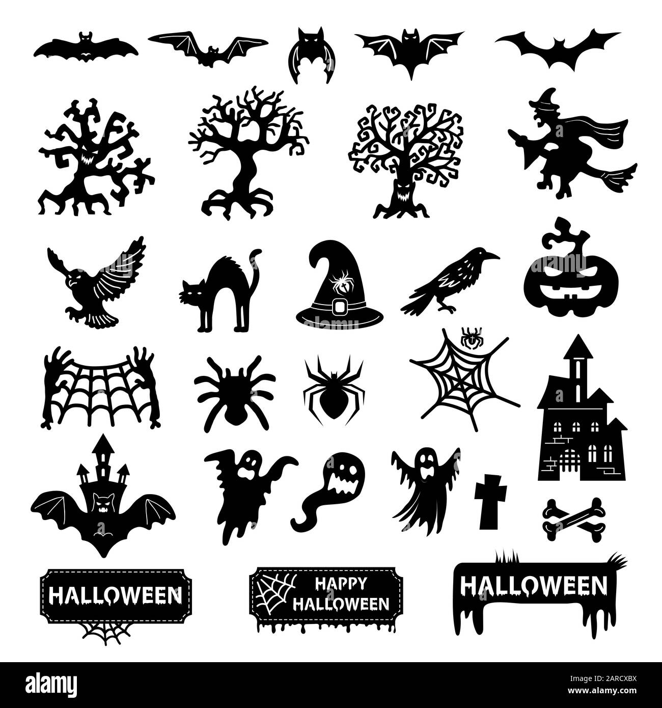 Ensemble de silhouettes de caractère pour les vacances d'Halloween. Illustration de Vecteur