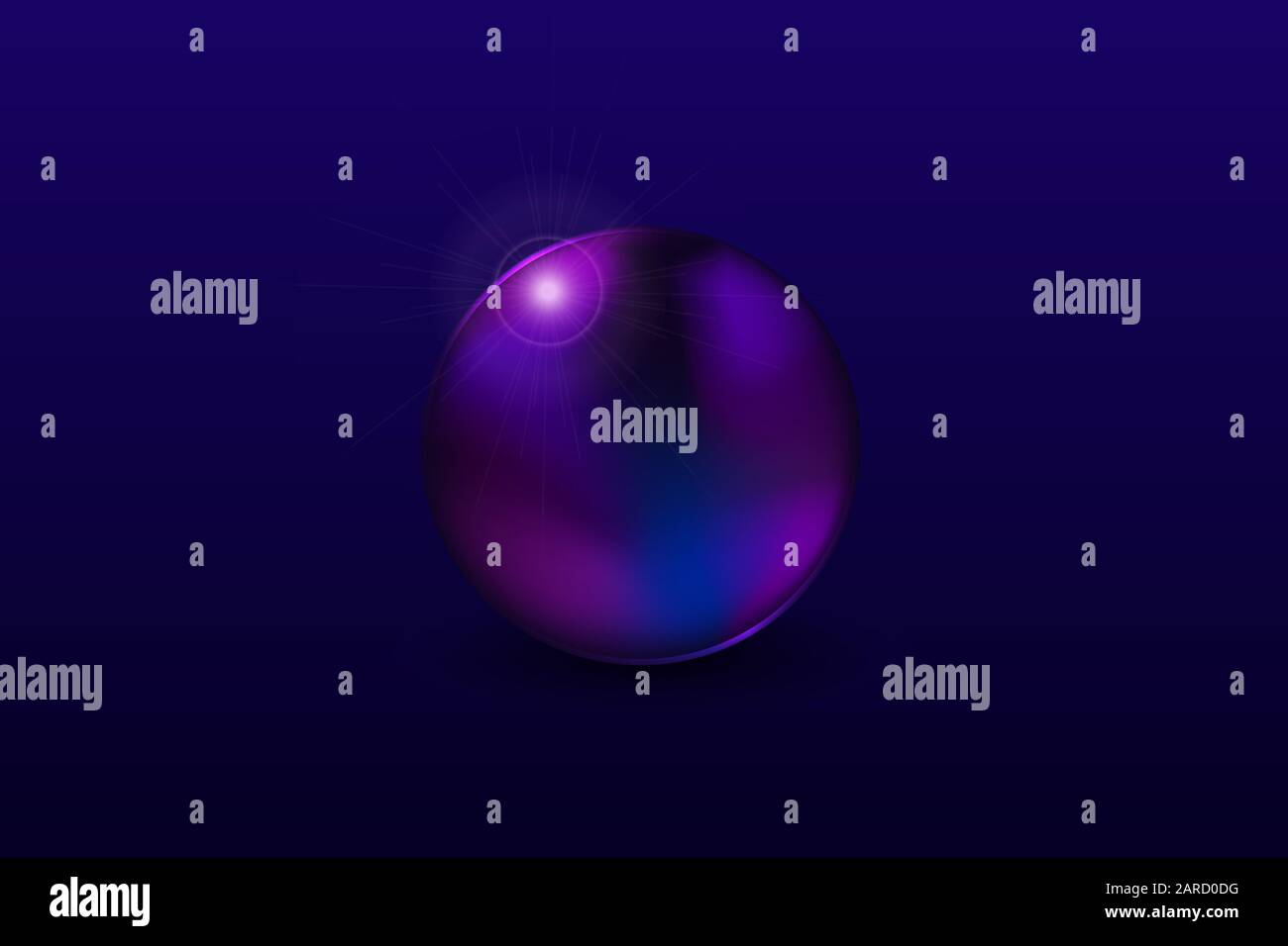 Objectif objet cercle abstrait avec sphère sphérique magique à réflexion ronde et lumière sur fond bleu foncé objet isolé Illustration de Vecteur