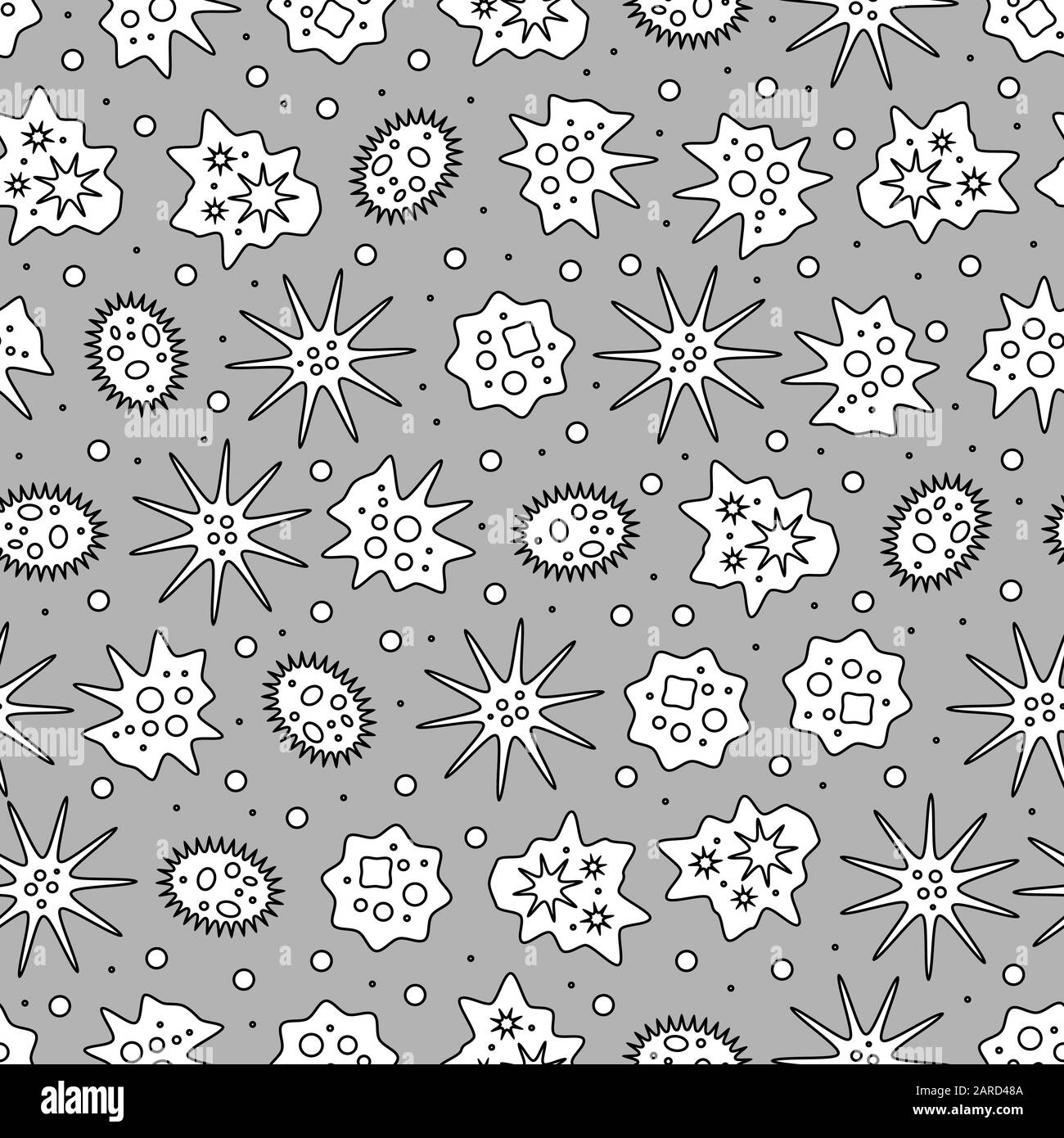 Impression homogène des motifs vectoriels bactériens, microbe et vectoriels Illustration de Vecteur