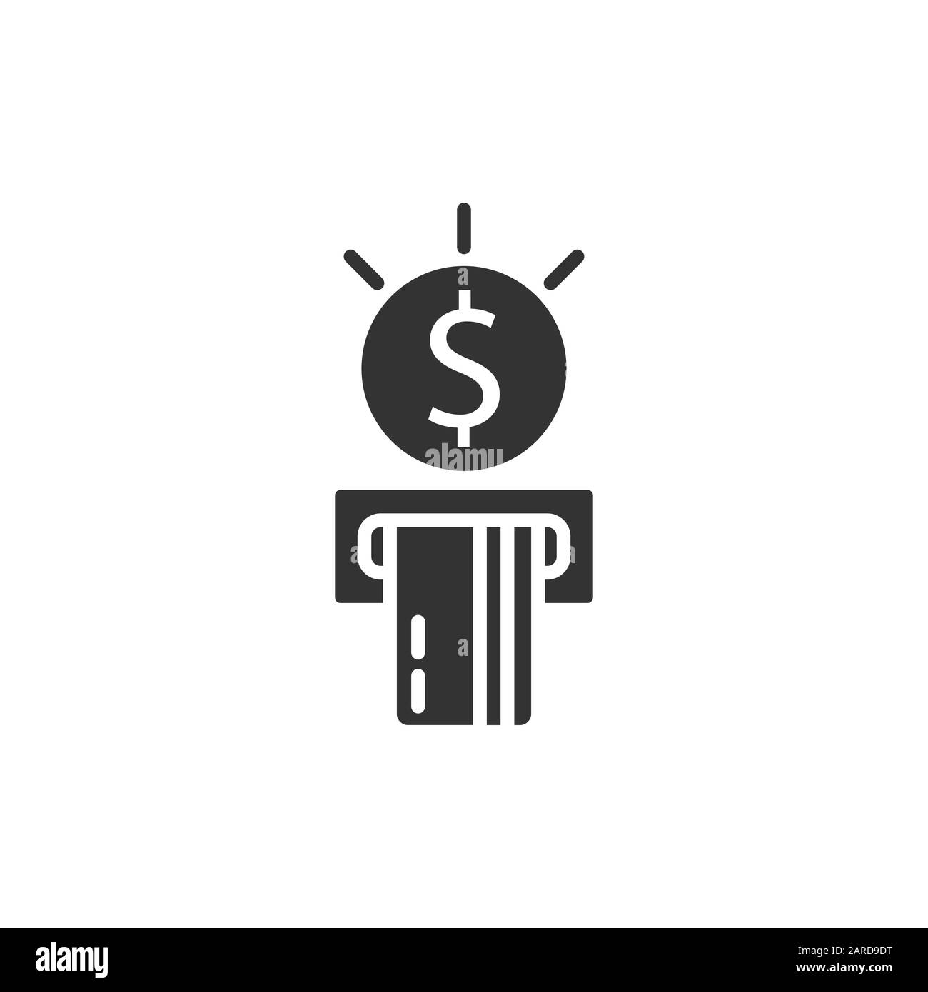 Distributeur automatique d'argent dans l'icône de style plat. Échanger de l'argent vector illustration sur fond blanc isolé. Bill billets concept d'entreprise. Illustration de Vecteur