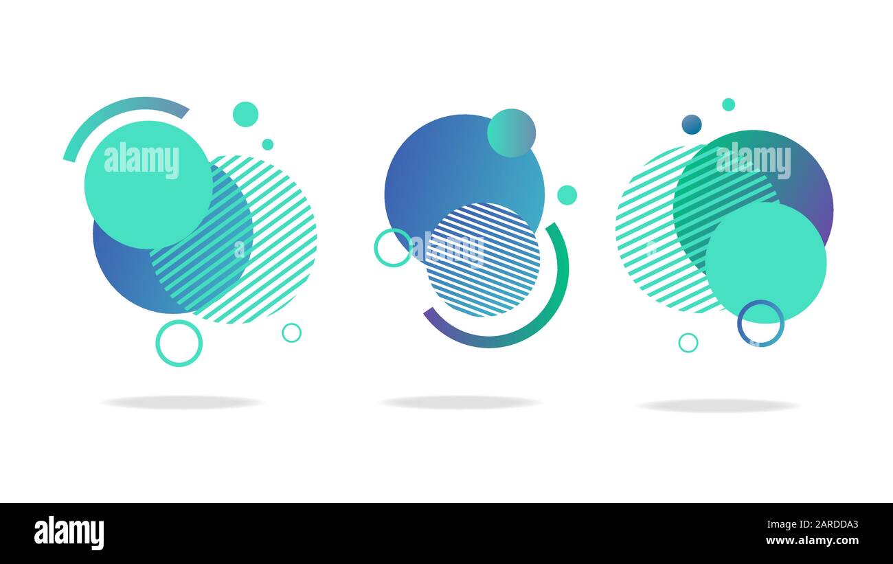 Jeu de badges abstraits ronds, d'icônes ou de formes en menthe, vert et bleu. Illustration de Vecteur