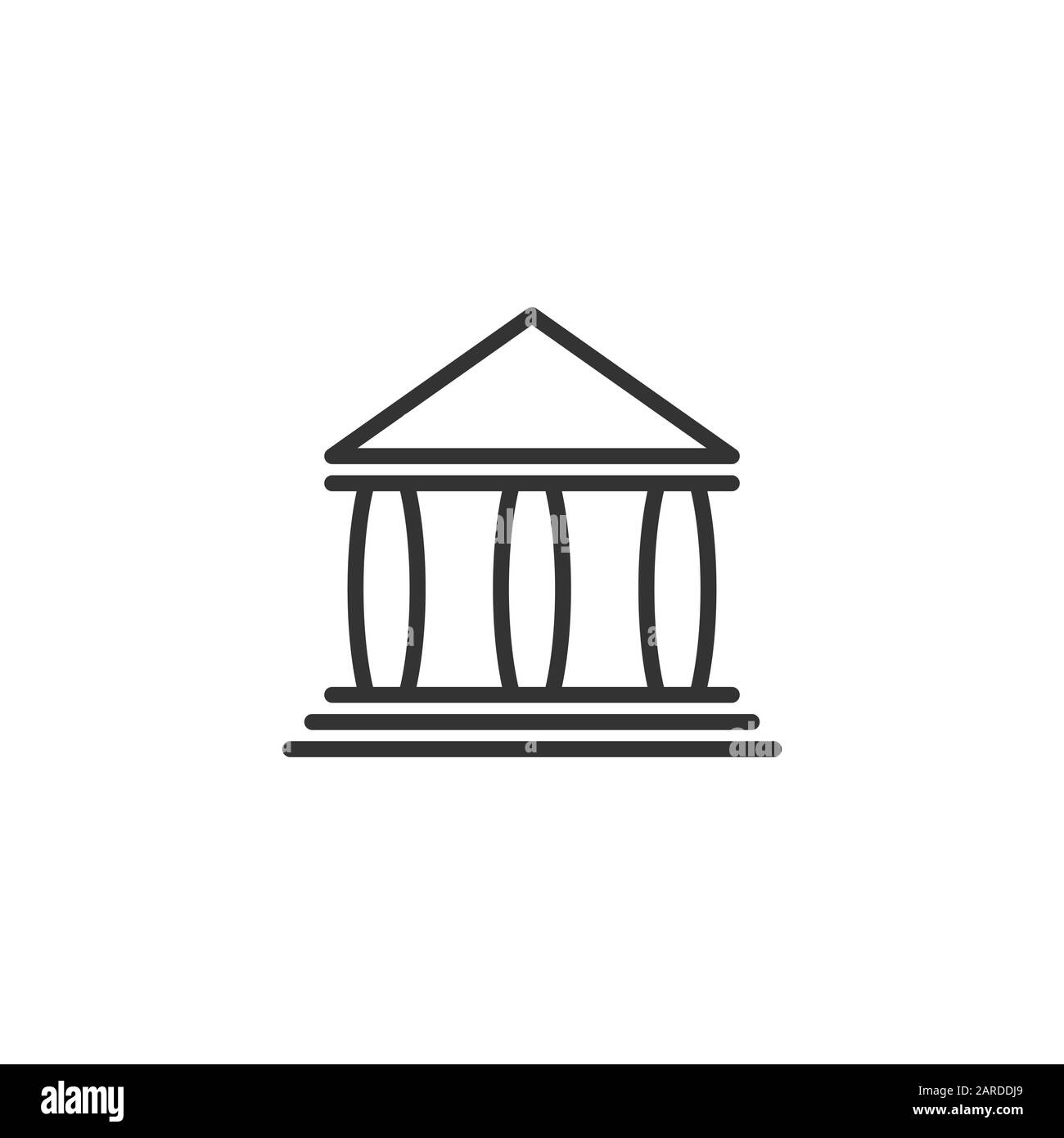 Bâtiment de la Banque dans l'icône de style plat. L'architecture du gouvernement vector illustration sur fond blanc. Concept d'affaires extérieures du musée. Illustration de Vecteur