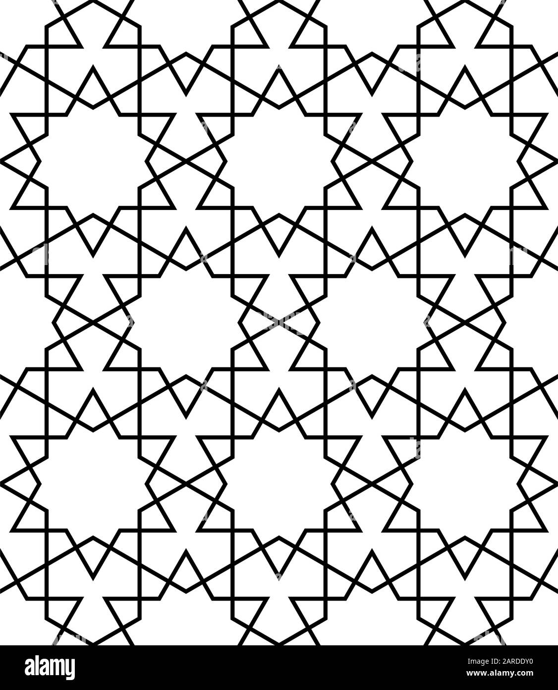 Ornement géométrique transparent basé sur l'art arabe traditionnel.lignes noires et fond blanc.Grand design pour tissu,textile,couverture,papier d'emballage,dos Illustration de Vecteur