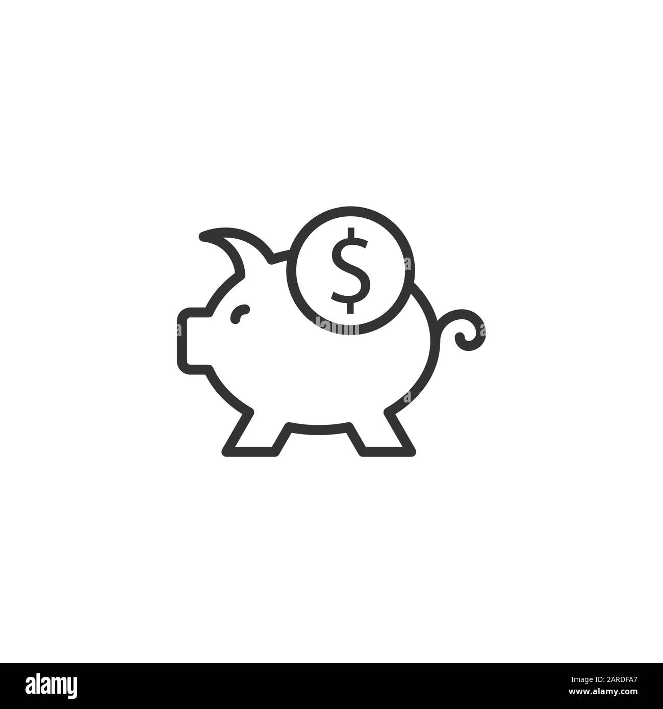 Fort de l'argent dans l'icône de style plat. Illustration vecteur contenant du porc blanc sur fond isolé. Tirelire concept d'entreprise. Illustration de Vecteur
