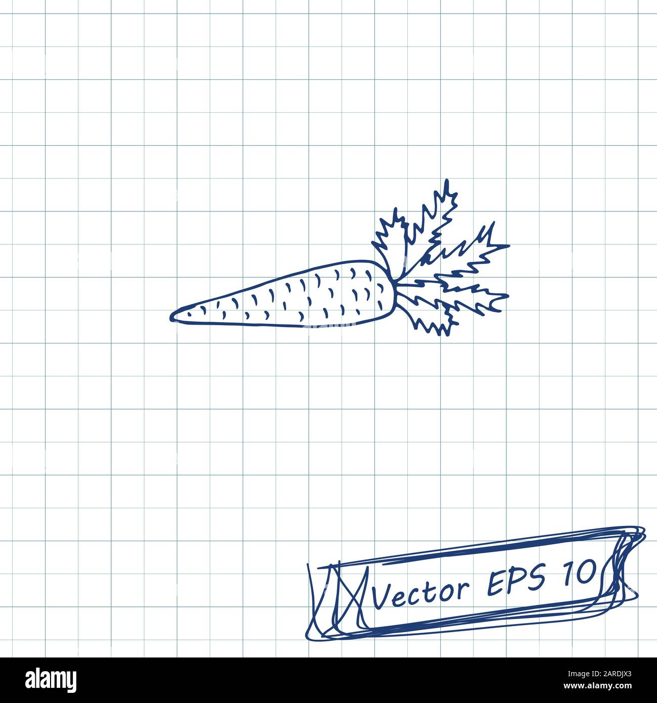 Style du dessin pour enfants. Dessin de Doodle sur une feuille d'ordinateur portable. Carotte. Contour Illustration de Vecteur