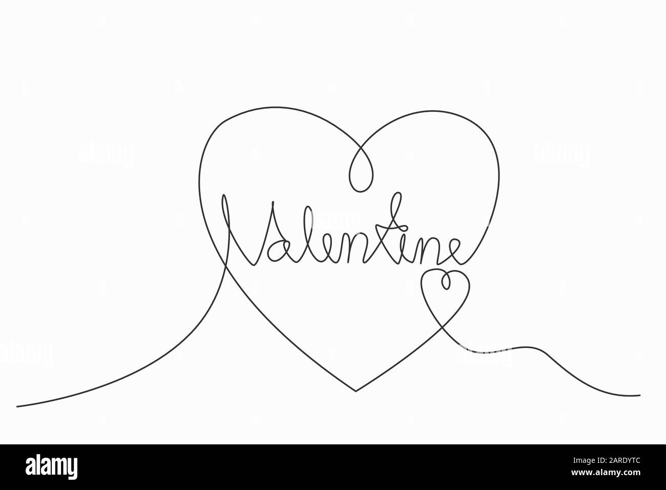 Dessin de ligne continue ou une ligne de coeur dans le jour de la Saint Valentin, illustration minimaliste noire et blanche de vecteur d'amour concept. Illustration vectorielle. Illustration de Vecteur