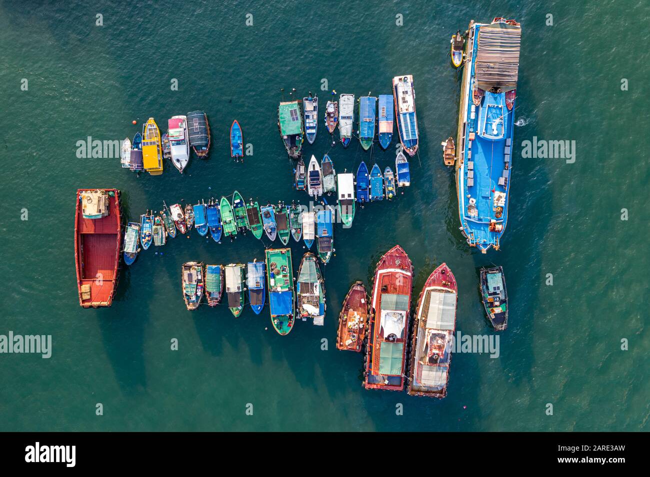 Vue aérienne d'Aberdeen Typhoon Refuges et Ap Lei Chau Hong Kong, Banque D'Images