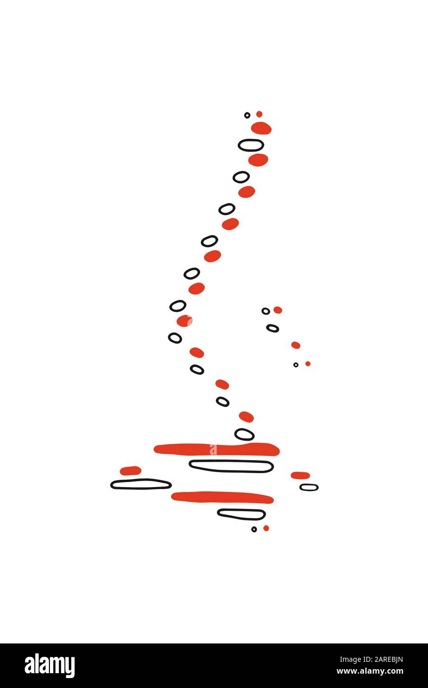 Formes liquides en rouge et noir isolées sur fond blanc. Texture minimaliste dans le style scandinave. Illustration de Vecteur