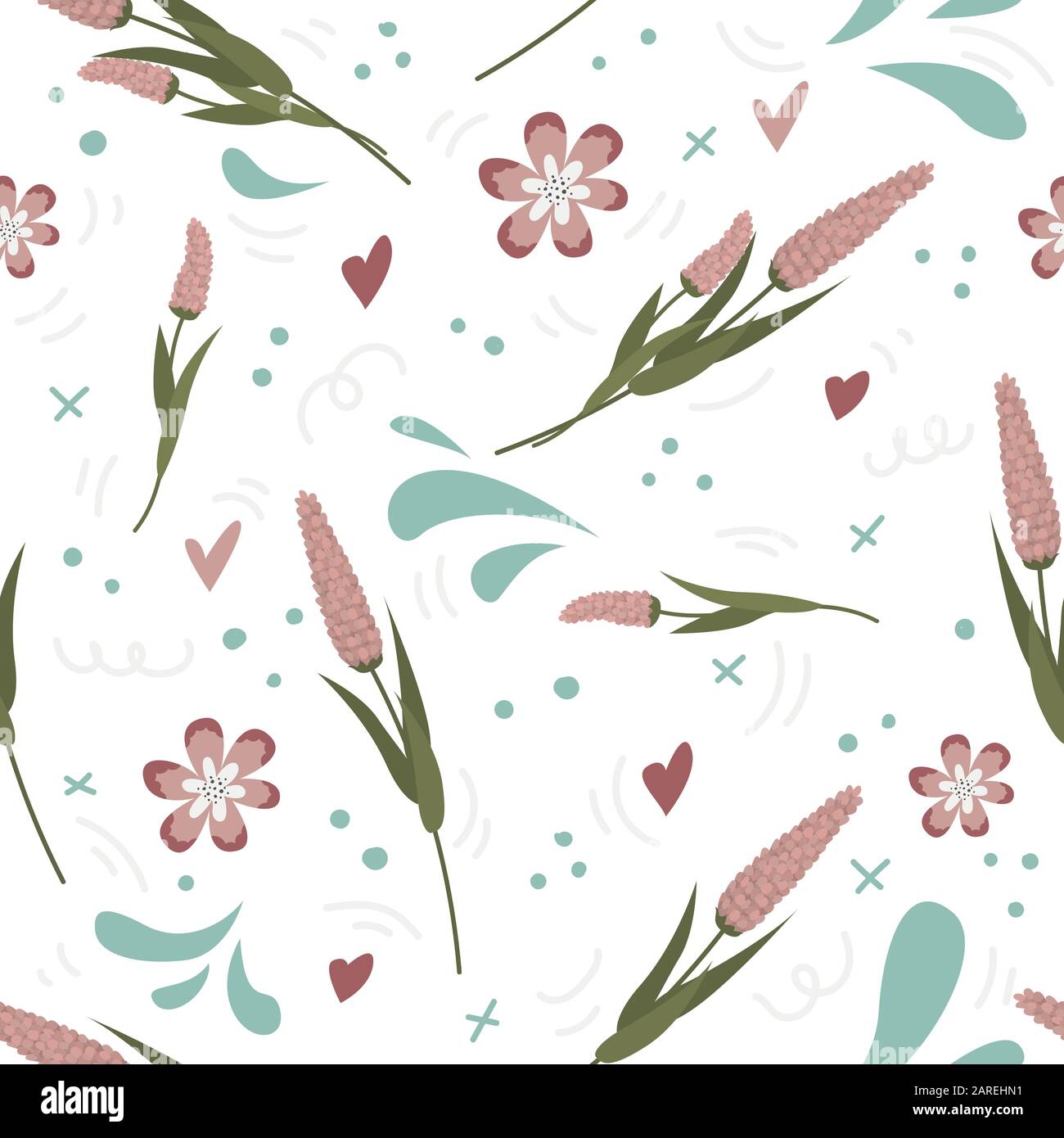 Motif vectoriel sans couture avec fleurs de lavande sur fond blanc. Illustration de Vecteur