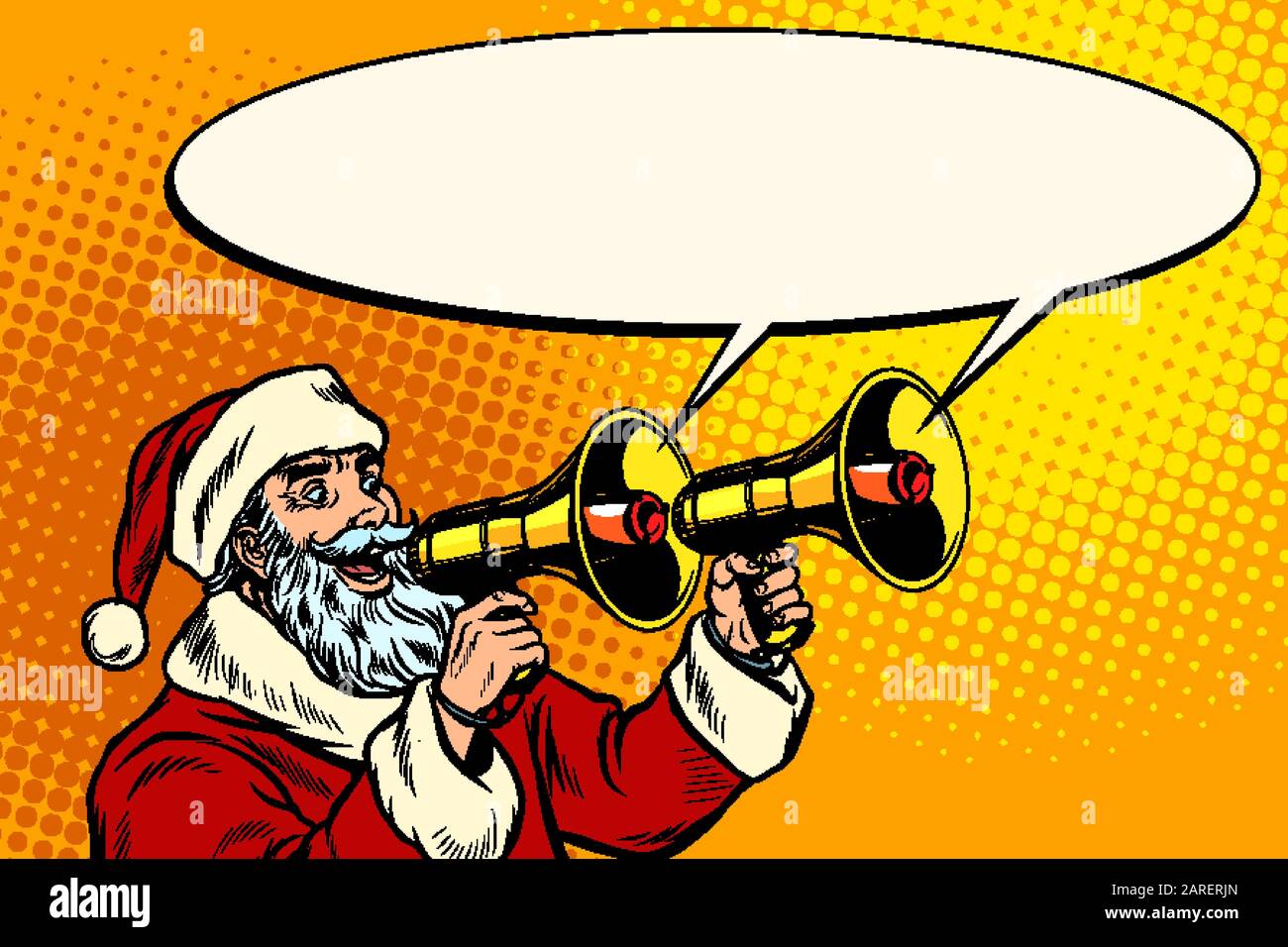 Père Noël avec un mégaphone. Vente de Noël Illustration de Vecteur