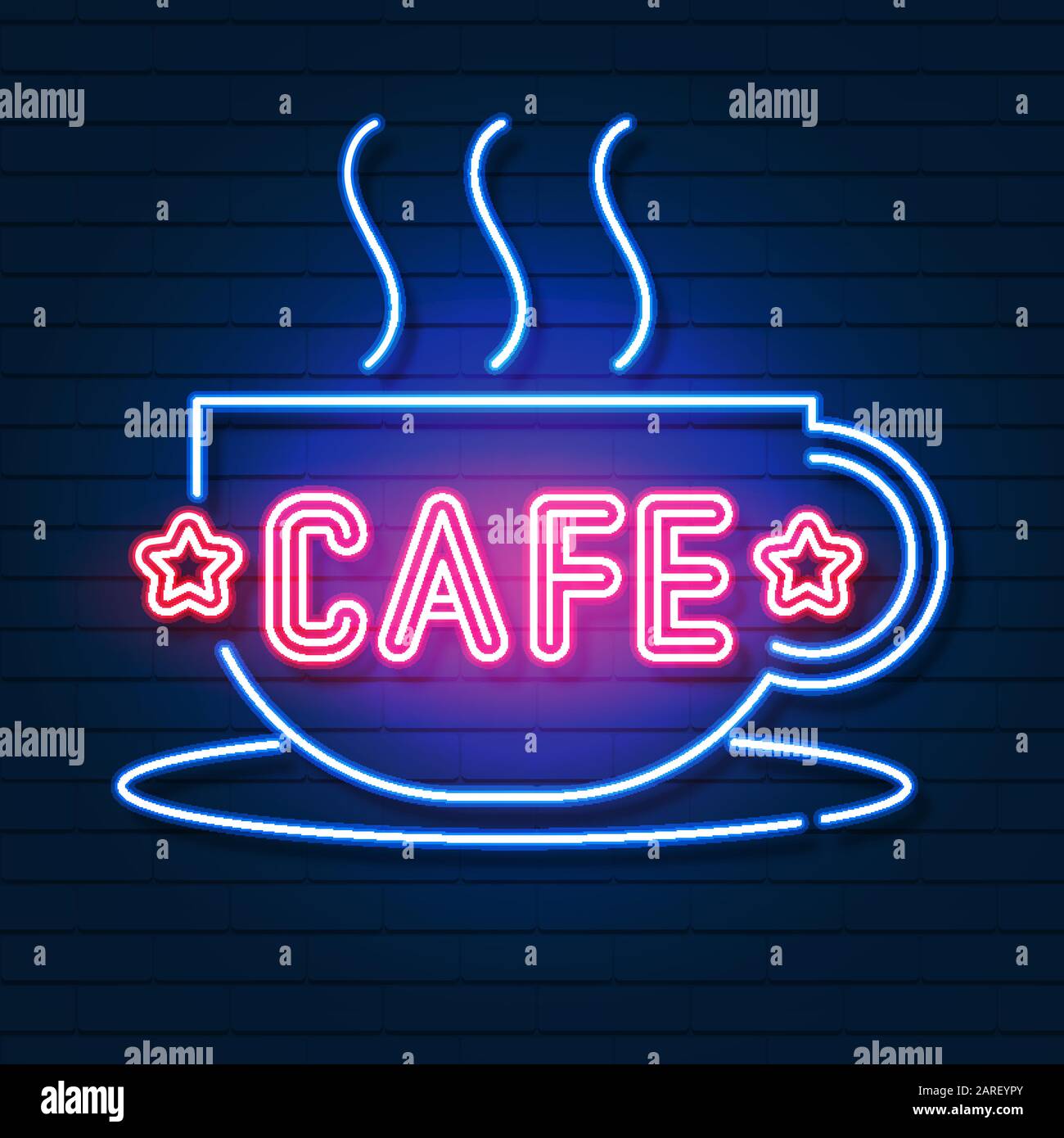 Logo Cafe Illustration Vectorielle Lumineuse Néon. Néon, Logo Néon, Signer Modifiable Illustration de Vecteur