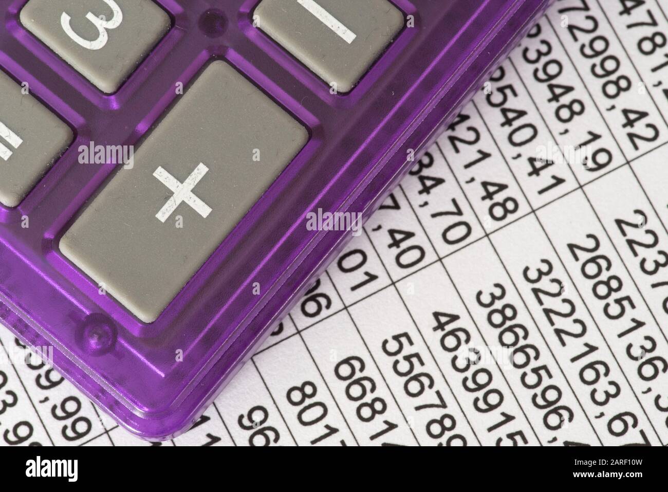 Calculatrice et feuille de calcul Banque D'Images