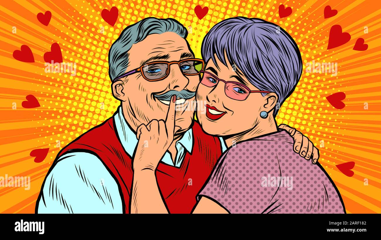 Vieux couple amoureux, Saint Valentin Illustration de Vecteur