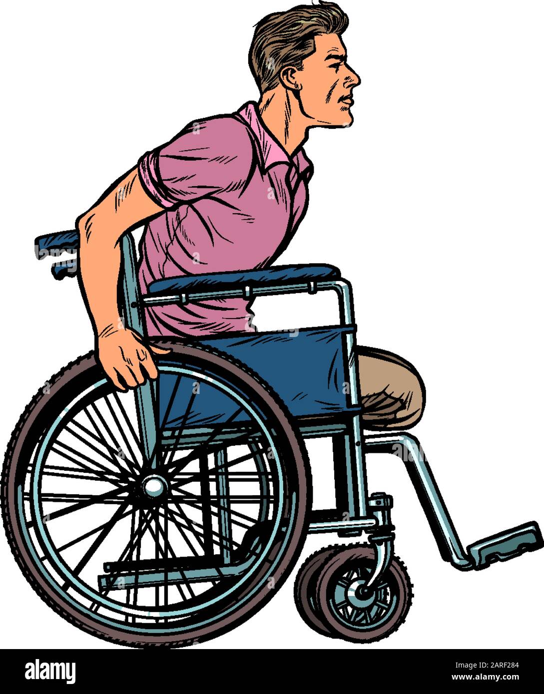homme en fauteuil roulant handicapé vétéran Illustration de Vecteur