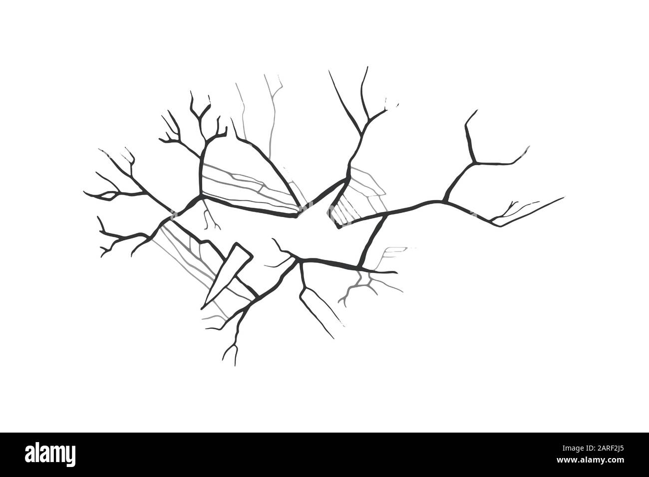 Verre cassé avec fissures. Illustration vectorielle. Trou cylindrique. Illustration de Vecteur