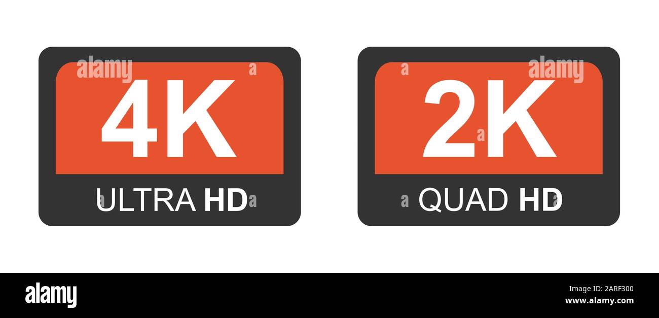 4 k ultra hd et 2 k quad hd. Signes technologiques modernes. Symbole d'illustration vectorielle Affichage du moniteur Illustration de Vecteur