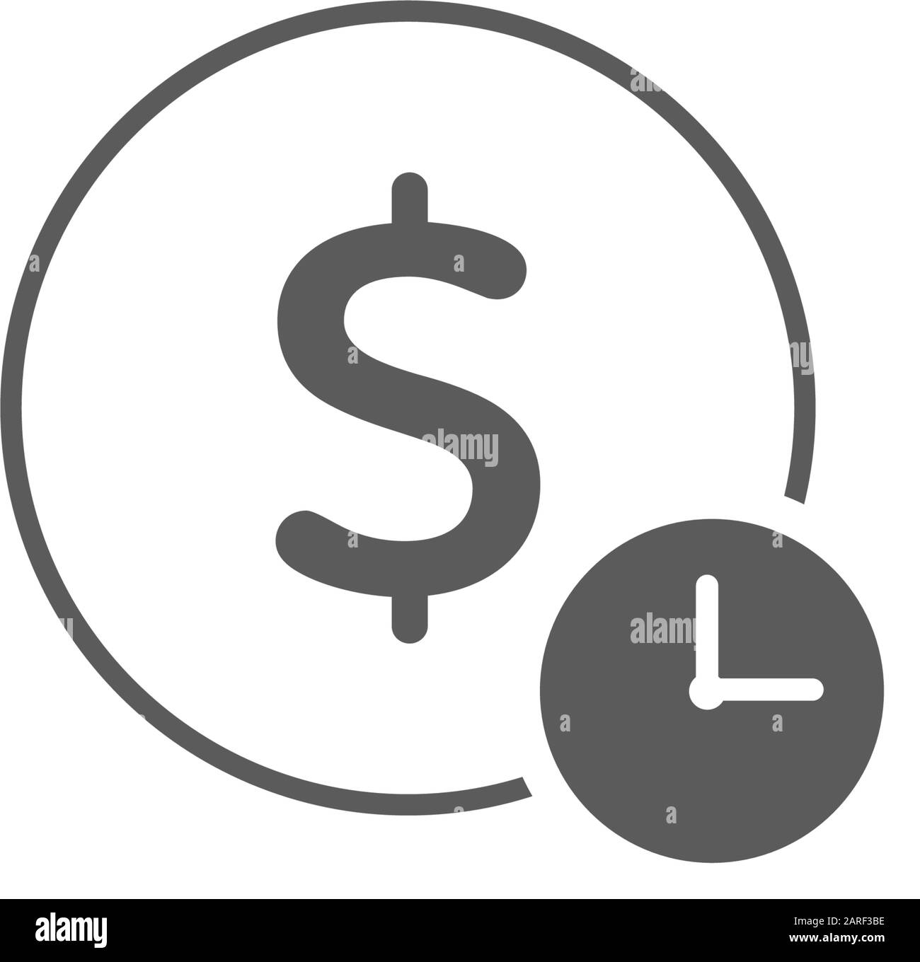 Historique des paiements, sablier et icône de contour d'argent, signe vectoriel de ligne, pictogramme de style linéaire isolé sur blanc. Symbole, illustration du logo. Str. Modifiable Illustration de Vecteur