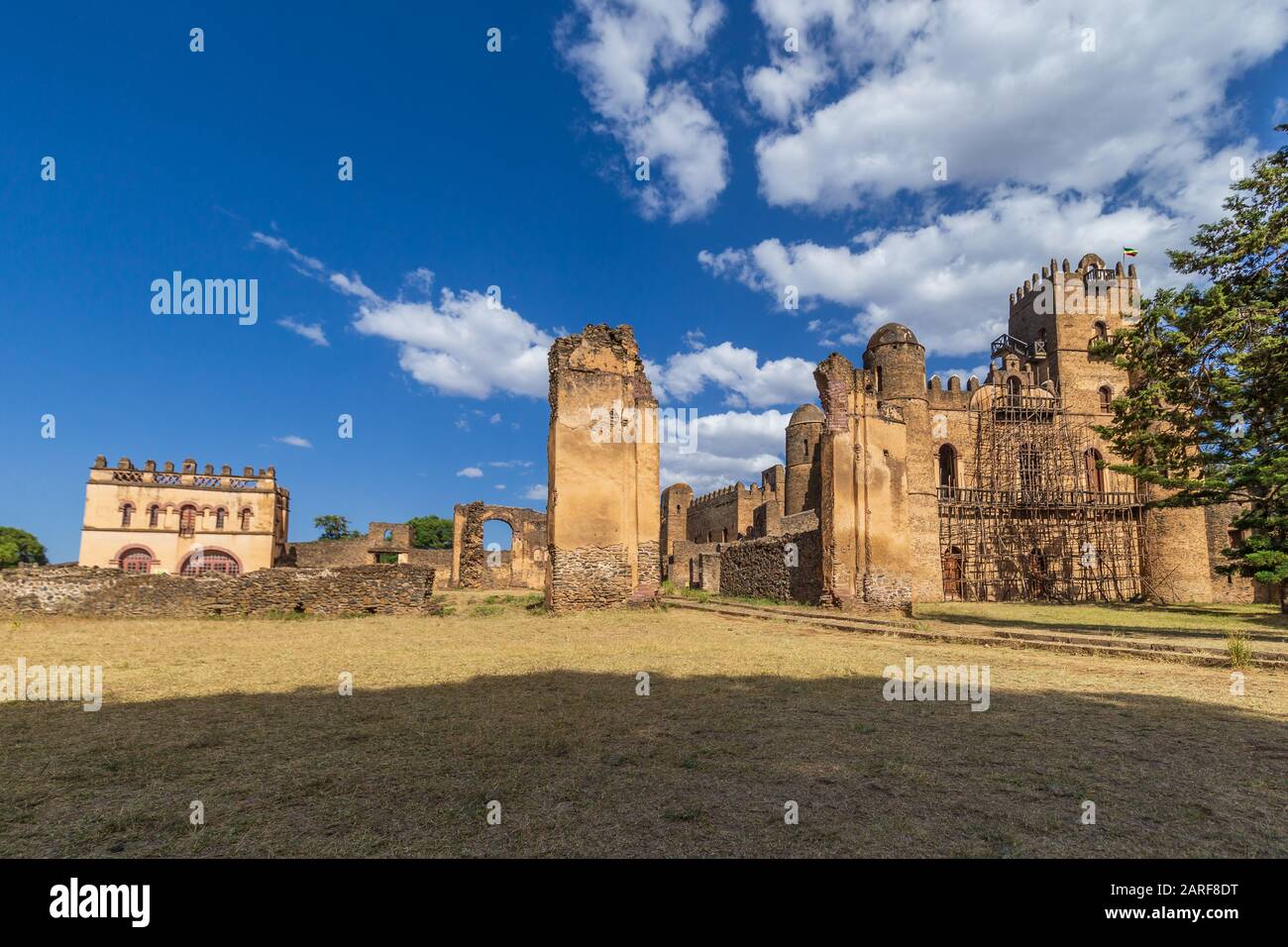 Château de Fasilides, fondé par l'empereur Fasilides à Gondar, Ethiopie Banque D'Images