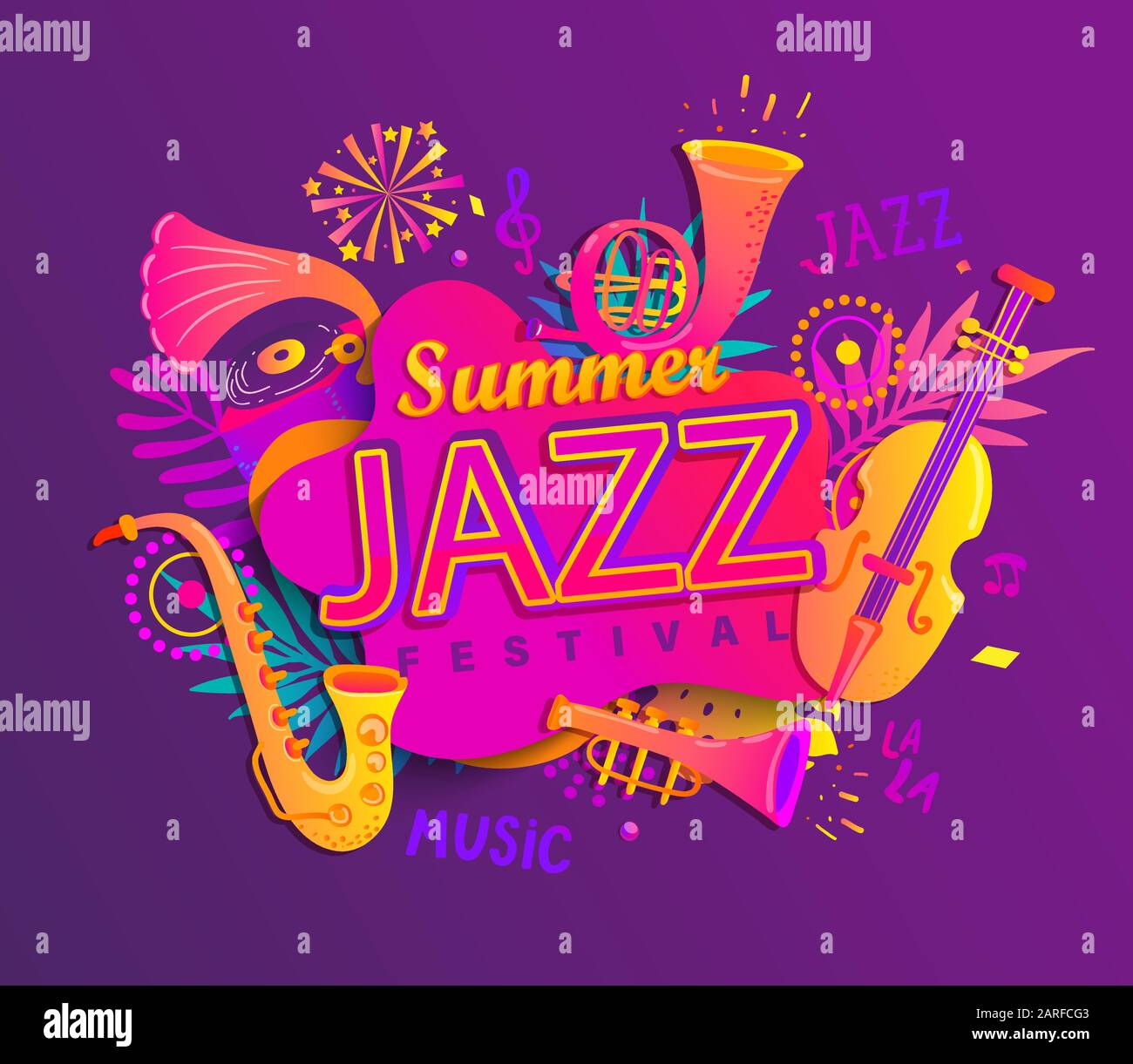 Festival musical de jazz d'été. Illustration de Vecteur