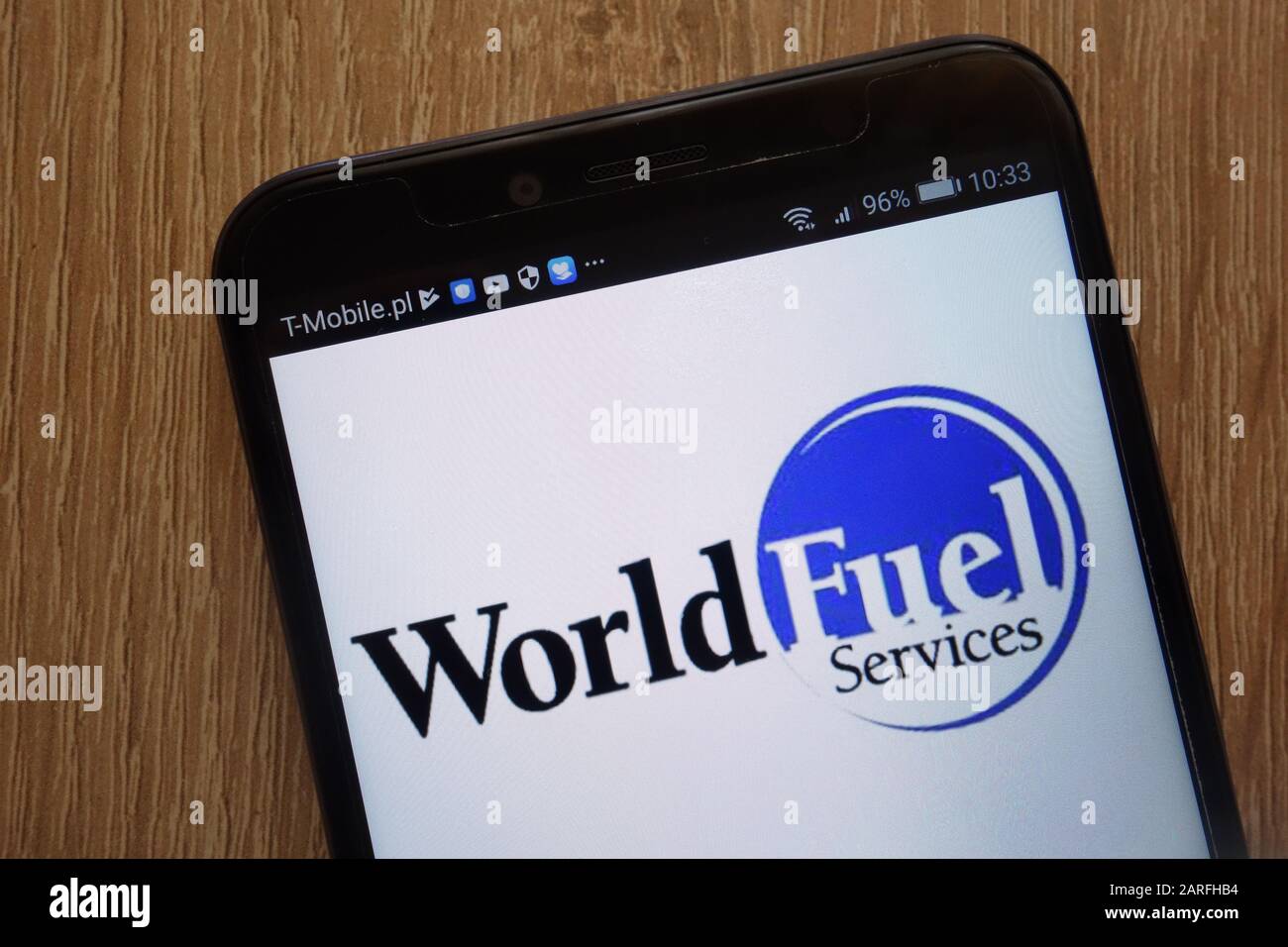Logo World Fuel Services affiché sur un smartphone moderne Banque D'Images