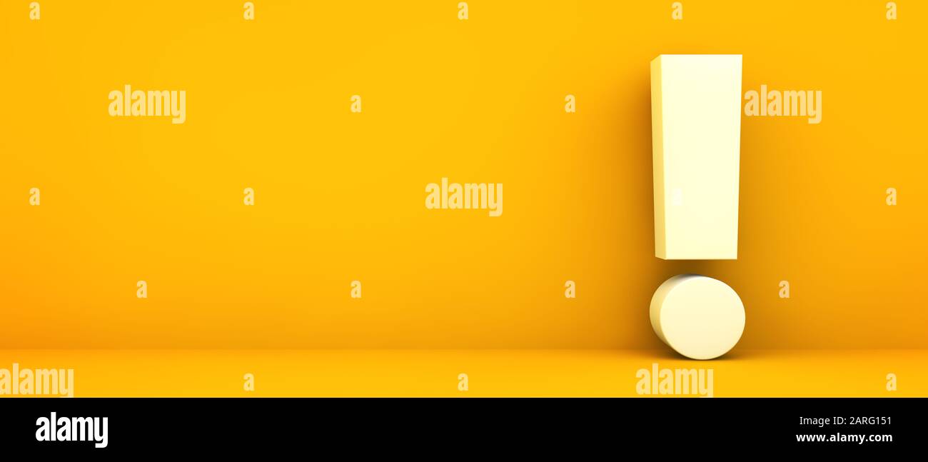 point d'exclamation sur le rendu tridimensionnel du rétro-nom jaune Banque D'Images