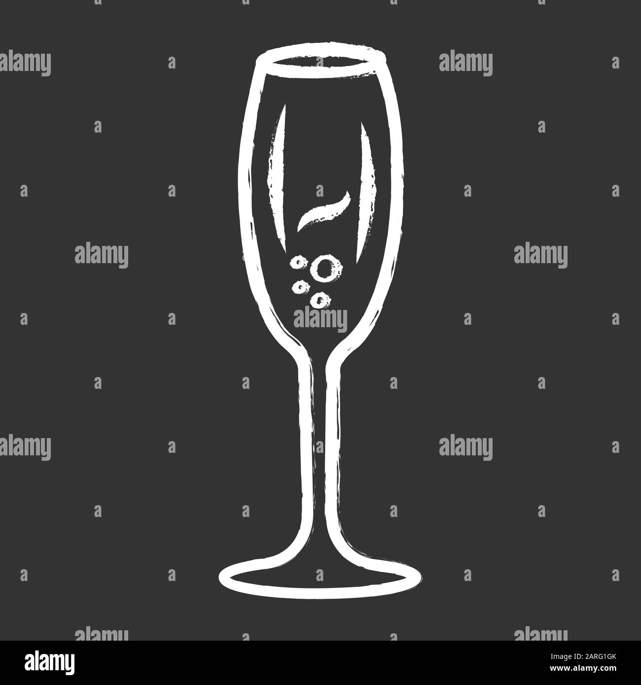 Icône de craie de vin mousseux. Tulipe wineglass. Champagne. Boisson alcoolisée. Cocktail de fête. Boisson aigre-douce. Vaisselle, verrerie. Bar, restaurant. Illustration de Vecteur