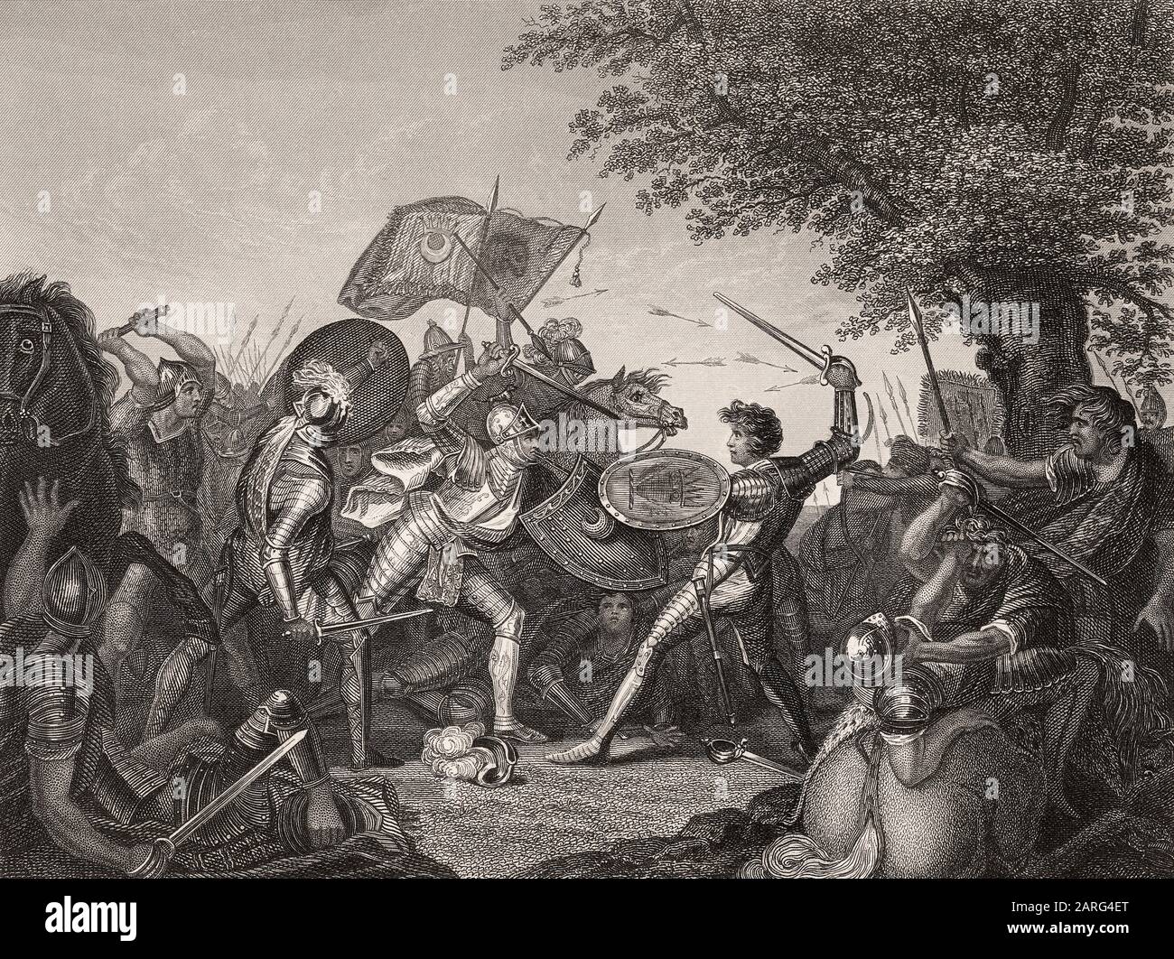 La bataille de Holmedin Hill, conflit entre les armées anglaise et écossaise le 14 septembre 1402 Banque D'Images