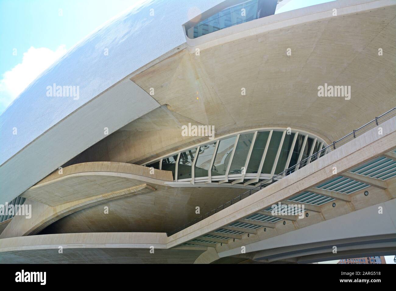 Palau de les Arts Reina Sofia. Détails. Ciudad de las Artes y las Ciencias, un complexe architectural, culturel et de divertissement conçu par Santiago Banque D'Images