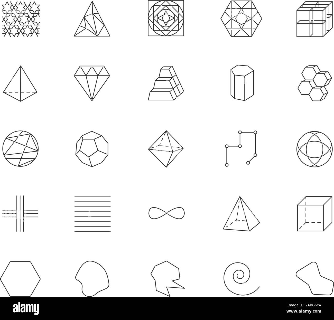 Jeu Dicônes Linéaires De Figures Géométriques Carrés Cercles Et