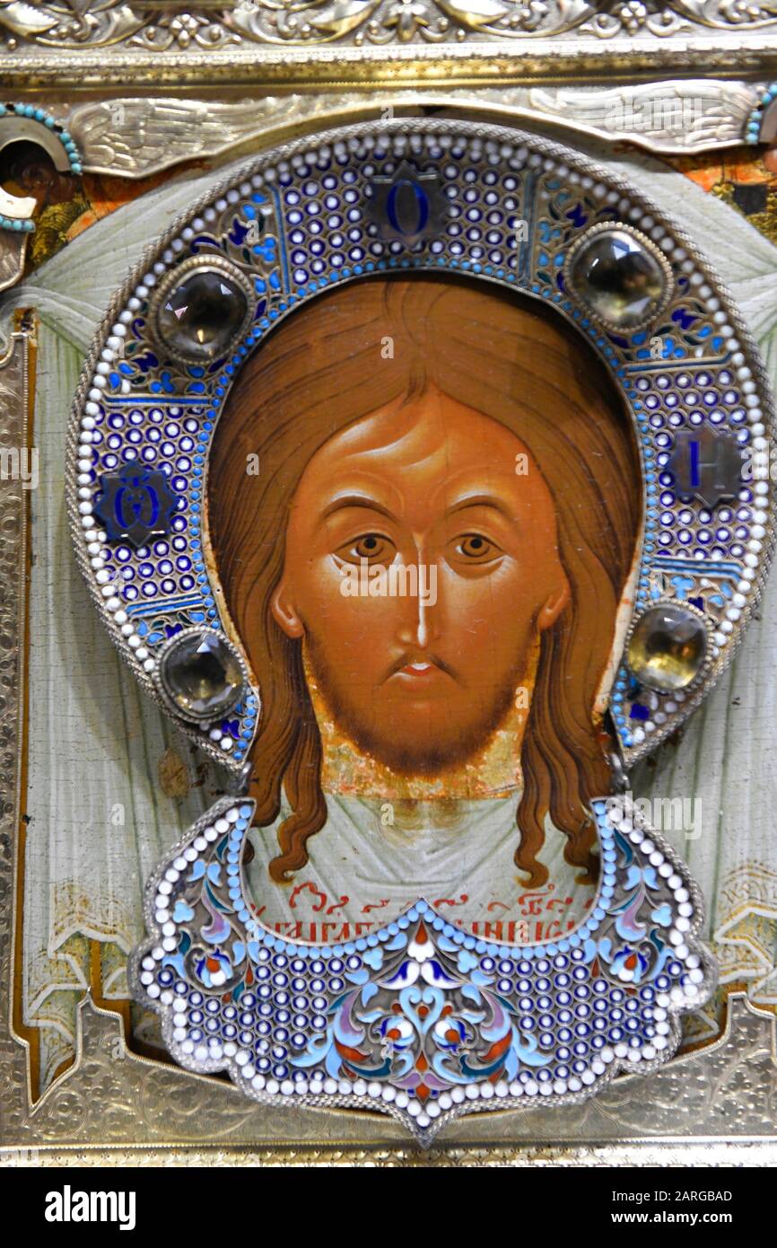 Icône De Jésus , Saint-Pétersbourg Russie. Banque D'Images