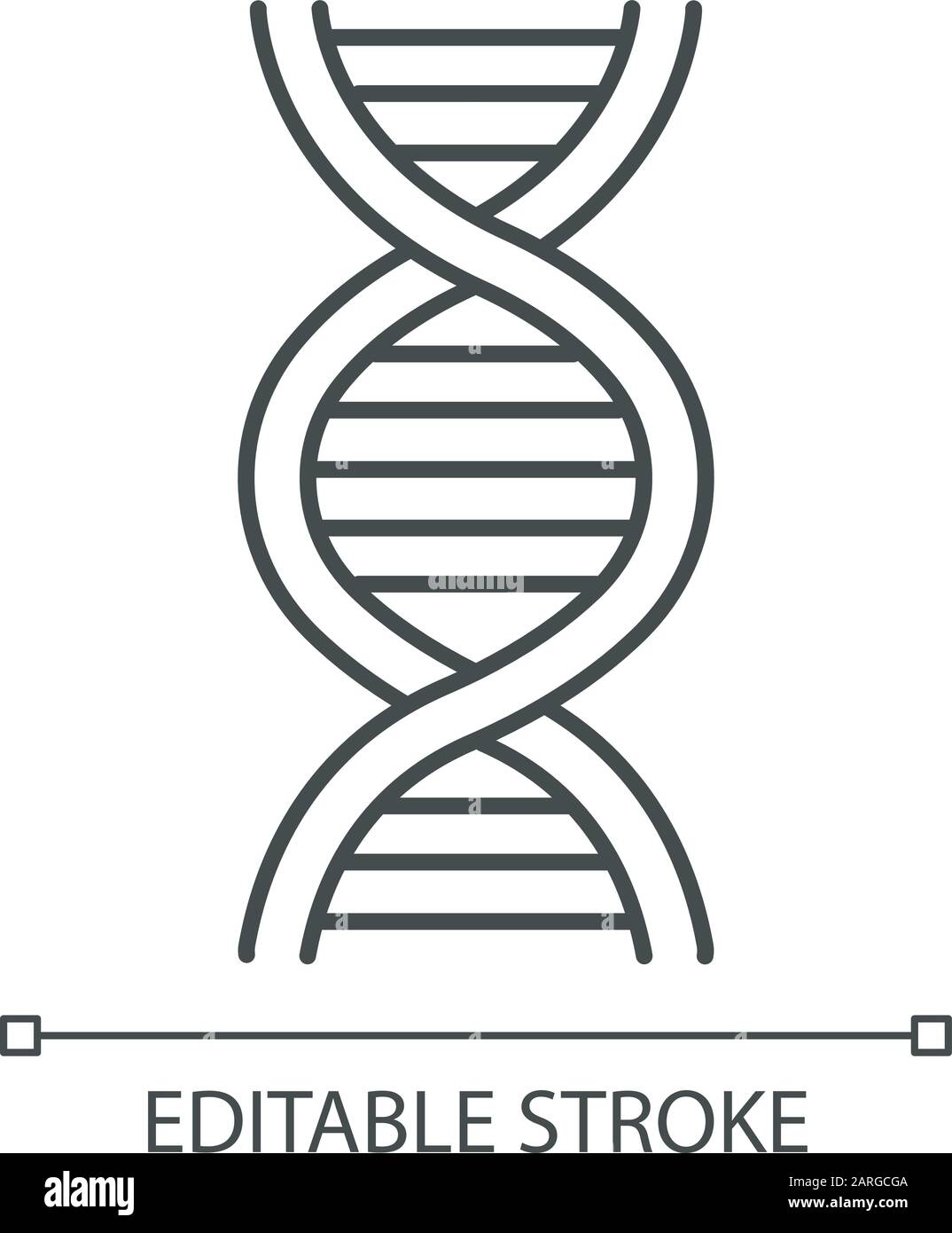 Icône linéaire d'hélice d'ADN. Désoxyribonucléique, structure des acides nucléiques. Chromosome. Biologie moléculaire. Code génétique. Illustration de la ligne fine. Symbole de contour. Illustration de Vecteur