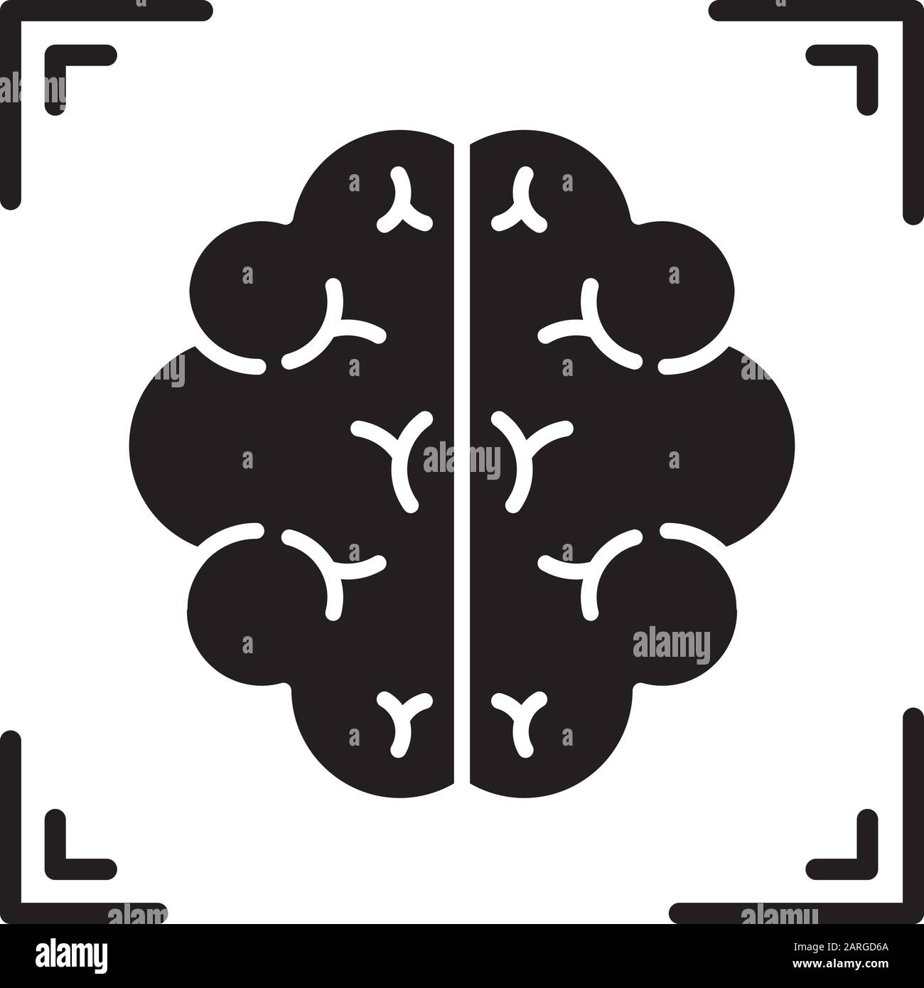 Icône glyphe d'acquisition cérébrale. Neuroimagerie. Analyse de la structure du système nerveux. Procédure médicale. Examen hospitalier. Neurologie. Symbole silhouette. Négatif Illustration de Vecteur