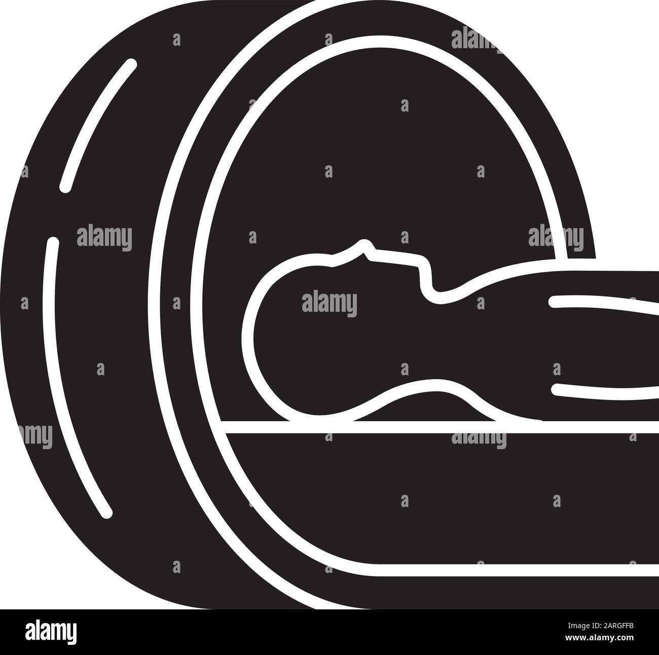 Icône de glyphe tomographique. Acquisition cérébrale. Contrôle des tumeurs cancéreuses. Diagnostic de maladie. Examen de la maladie. Procédure médicale. Évaluation de la santé. Symbole silhouette Illustration de Vecteur