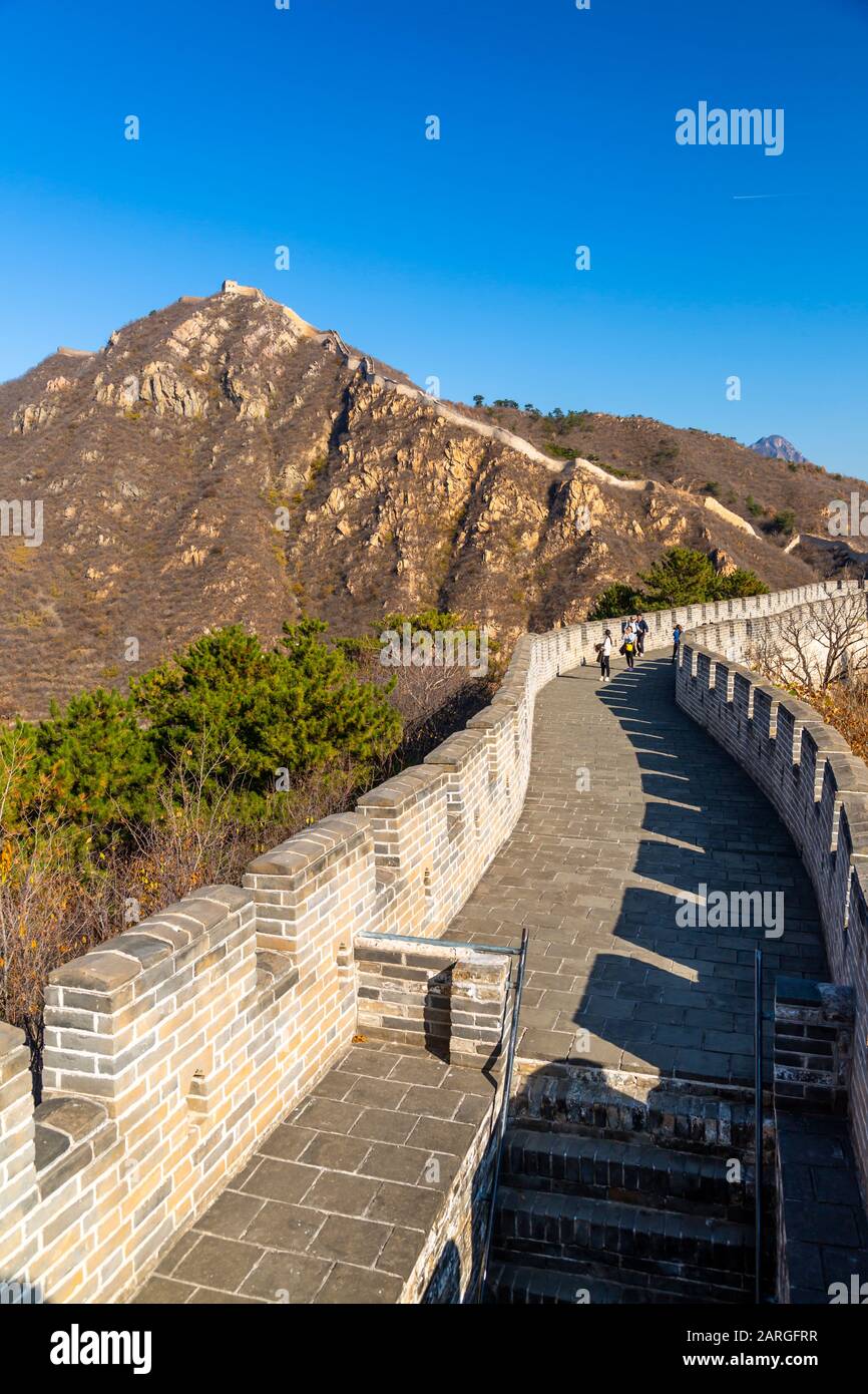 Vue Sur La Grande Muraille De Chine À Huanghua Cheng (Fleur Jaune), Site Classé Au Patrimoine Mondial De L'Unesco, Xishulyu, Jiuduhe Zhen, Huairou, République Populaire De Chine Banque D'Images