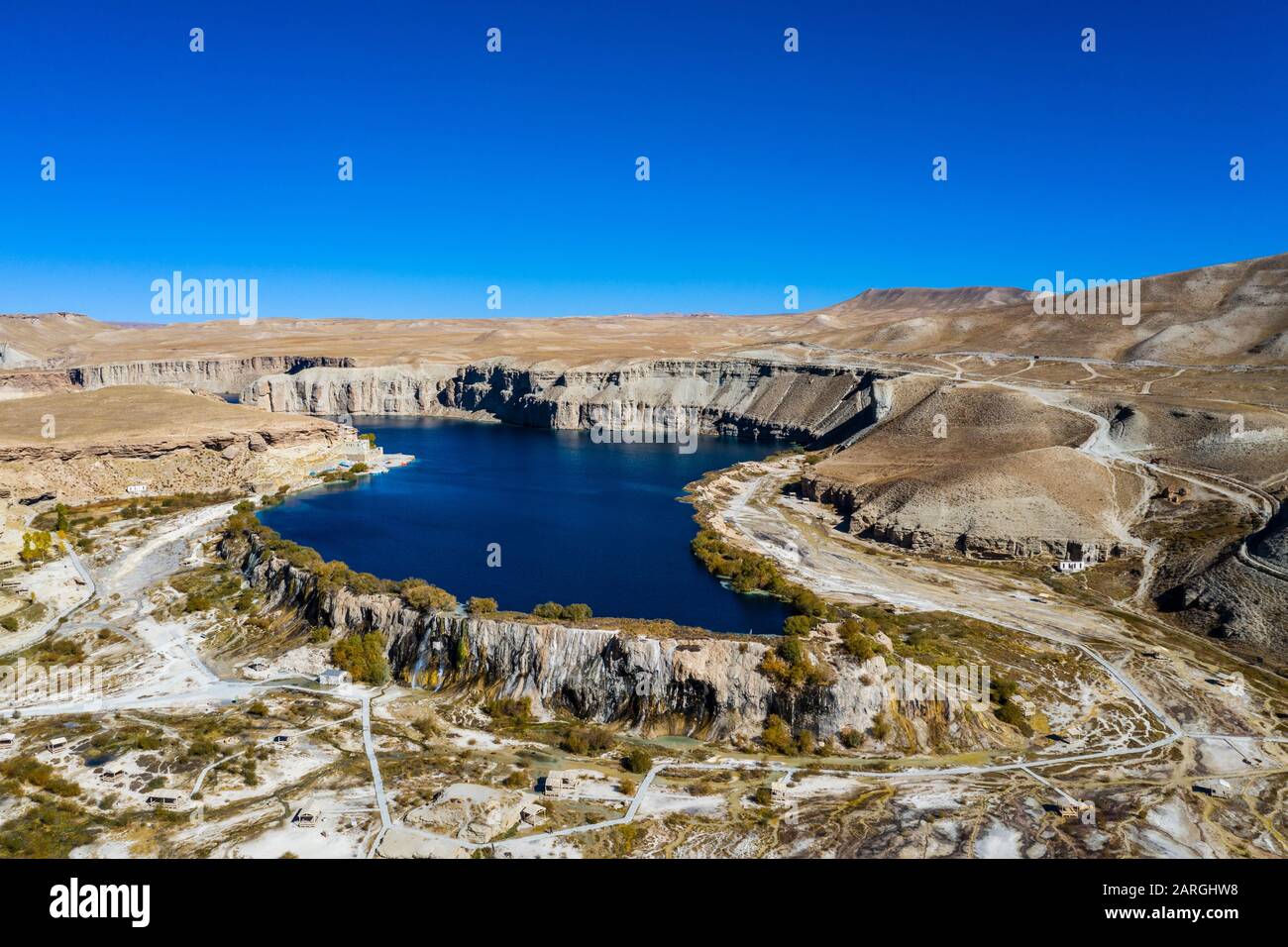 Antenne des lacs bleus profonds du parc national de Band-E-Amir, Afghanistan, Asie Banque D'Images