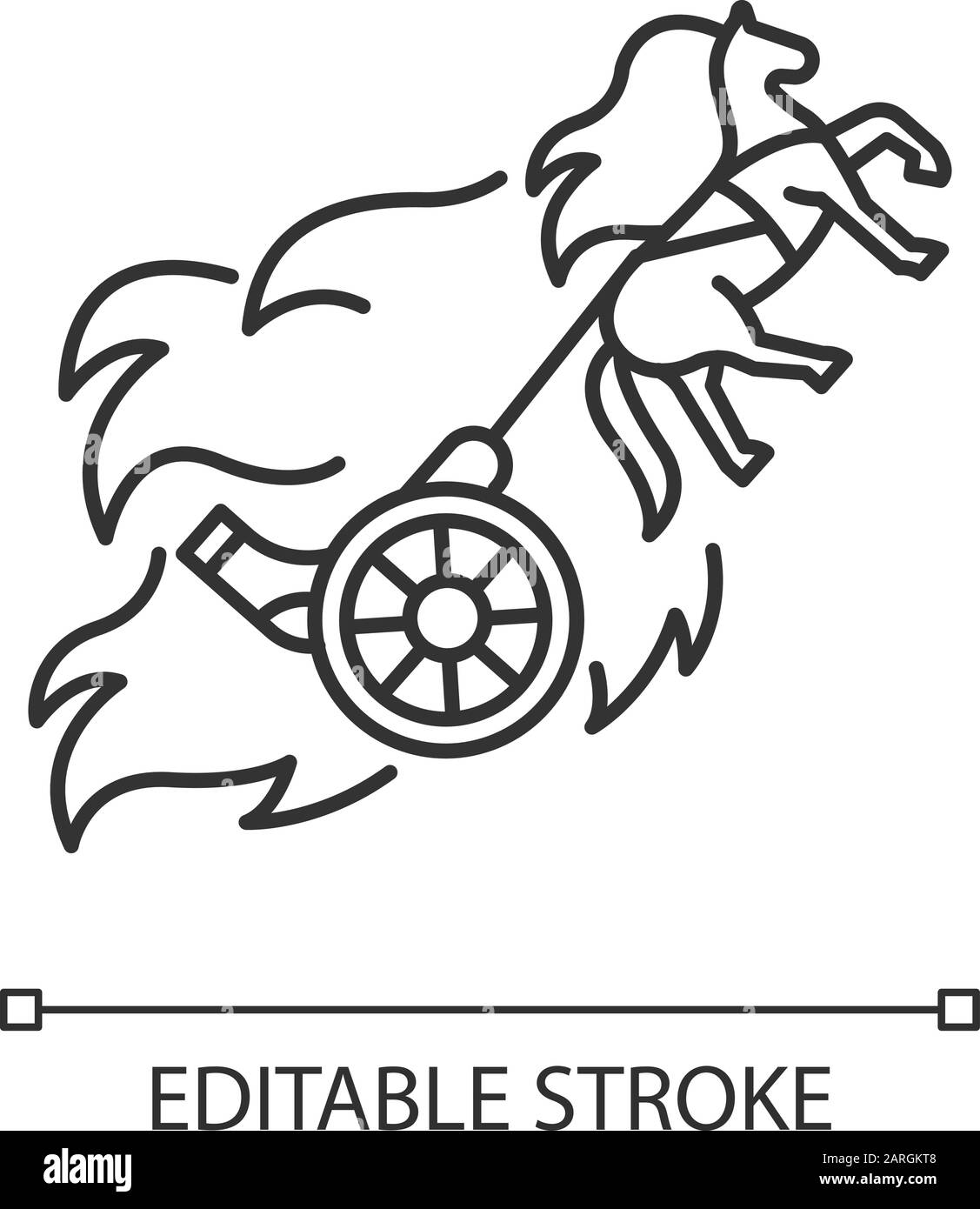 Chariot de feu Bible histoire icône linéaire. Religion chrétienne, intrigue de scène de livre Saint. Récit biblique. Illustration de la ligne fine. Symbole de contour. Vecteur Illustration de Vecteur