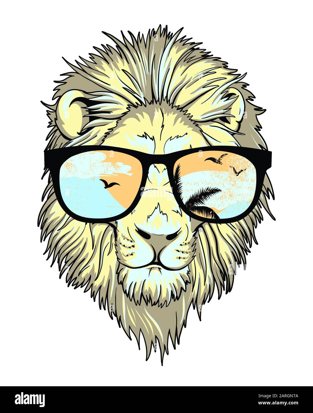 Le lion Hipster vecteur de t-shirt Banque D'Images