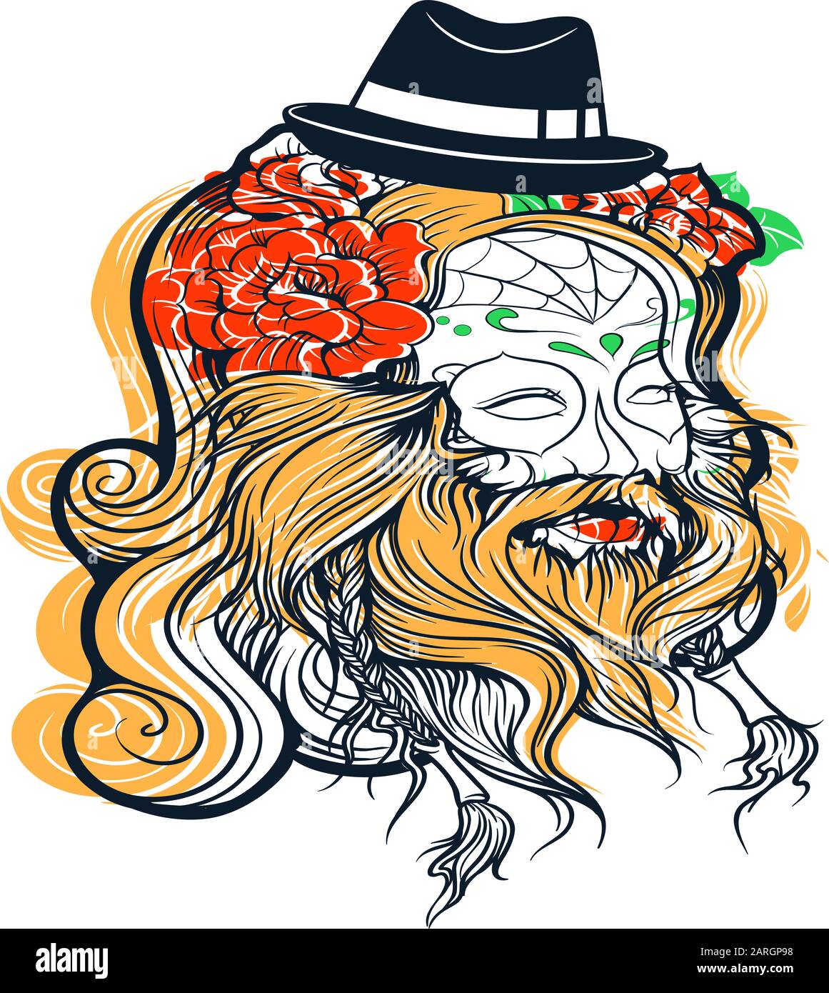 Illustration vectorielle homme-visage,conception artistique Banque D'Images